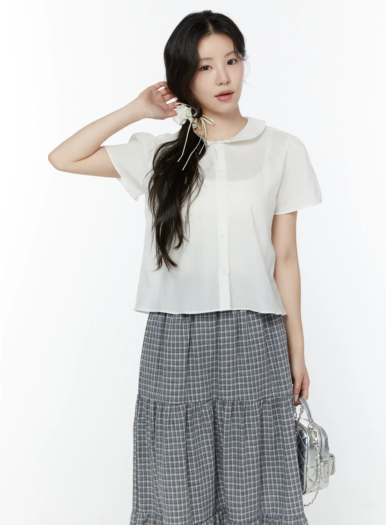 Puff Sleeve Round Collar Blouse IY507