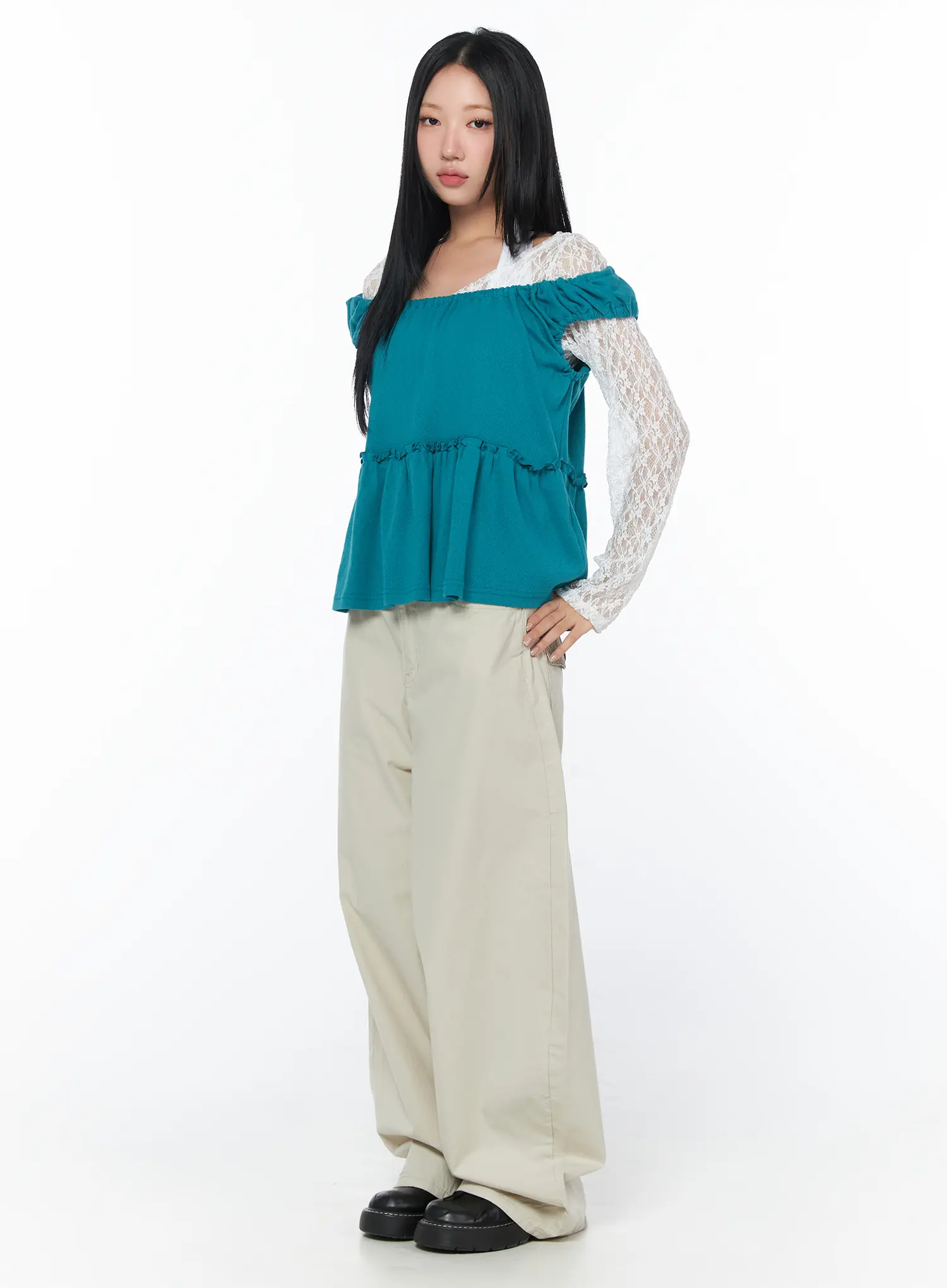 Puff Sleeve Shirred Blouse CY512 - Image 4
