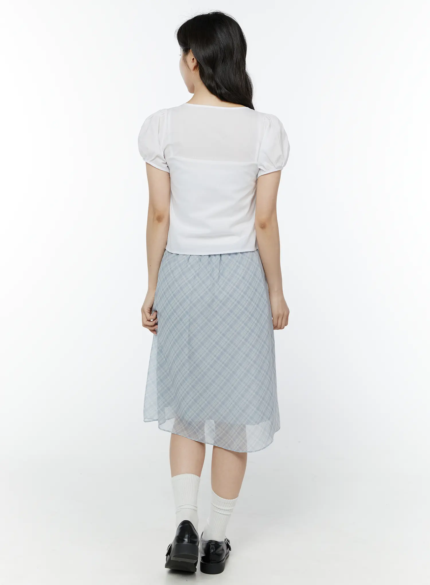 Puff Sleeve Shirred Button Blouse IY507 - Image 6