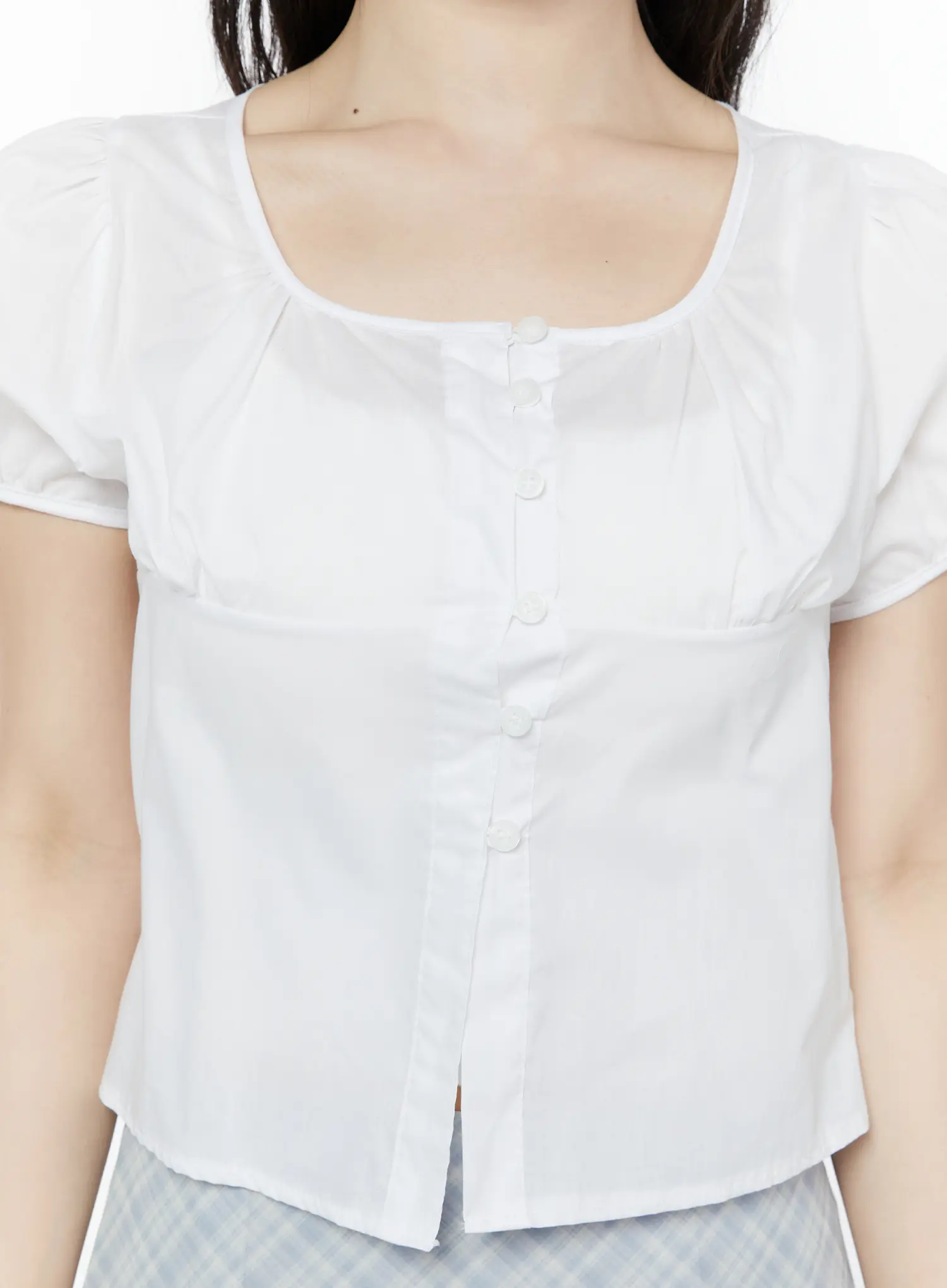 Puff Sleeve Shirred Button Blouse IY507 - Image 7