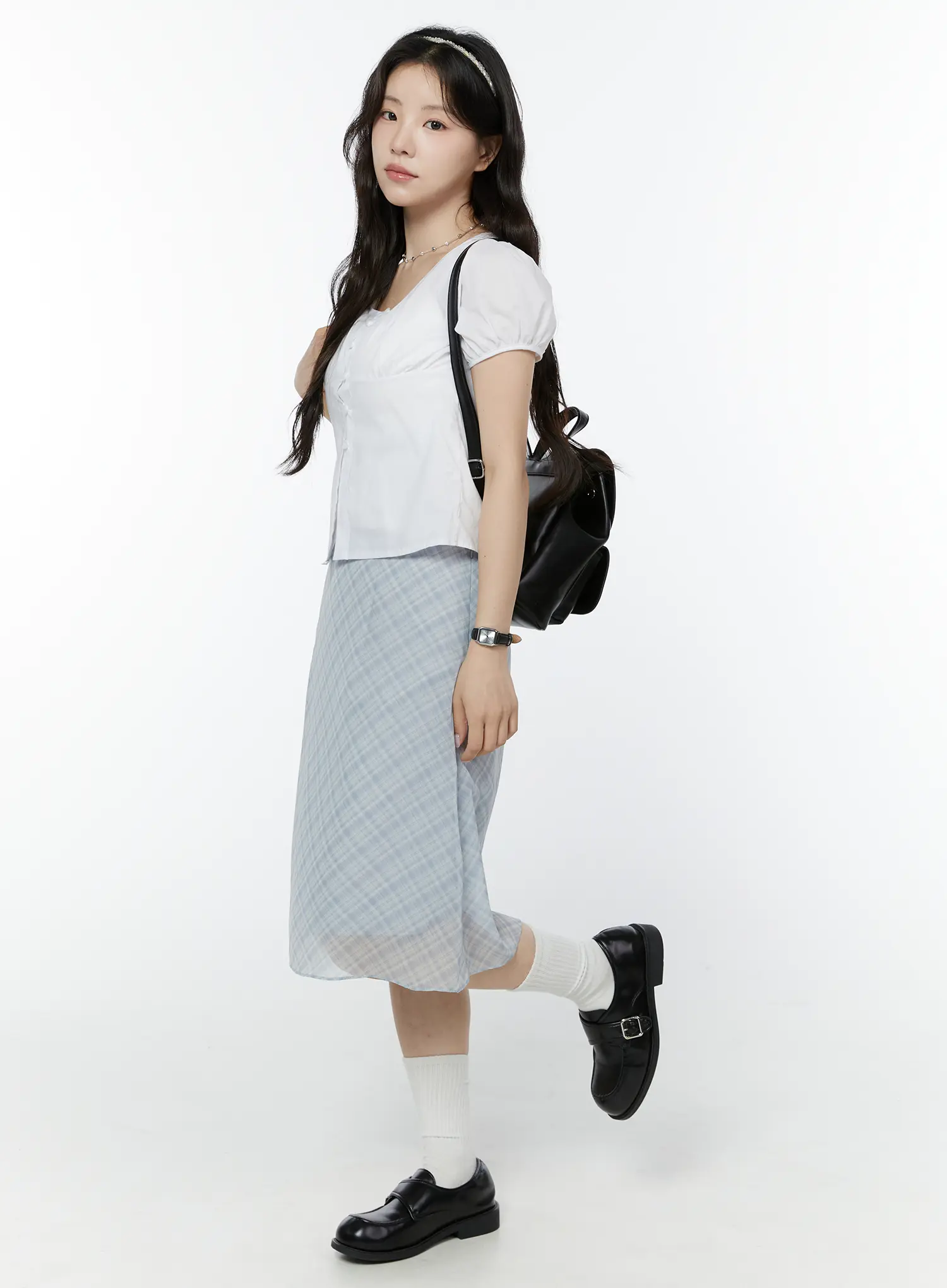 Puff Sleeve Shirred Button Blouse IY507 - Image 9