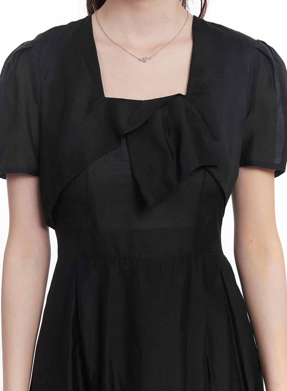 Puff-Sleeve Square Neck Midi Dress CY519 - Image 2