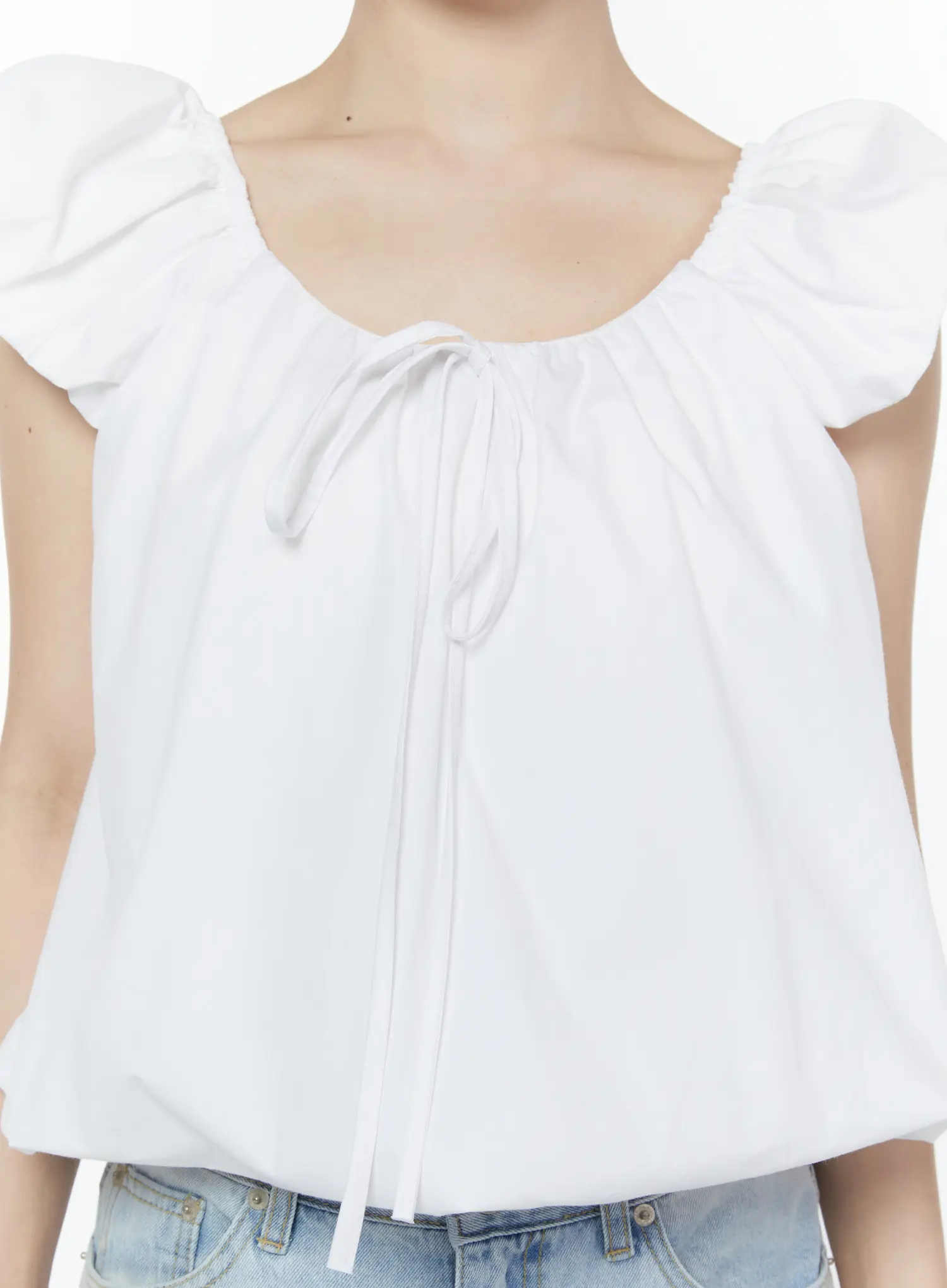 Puff Sleeve Tie-Front Blouse IY511 - Image 4