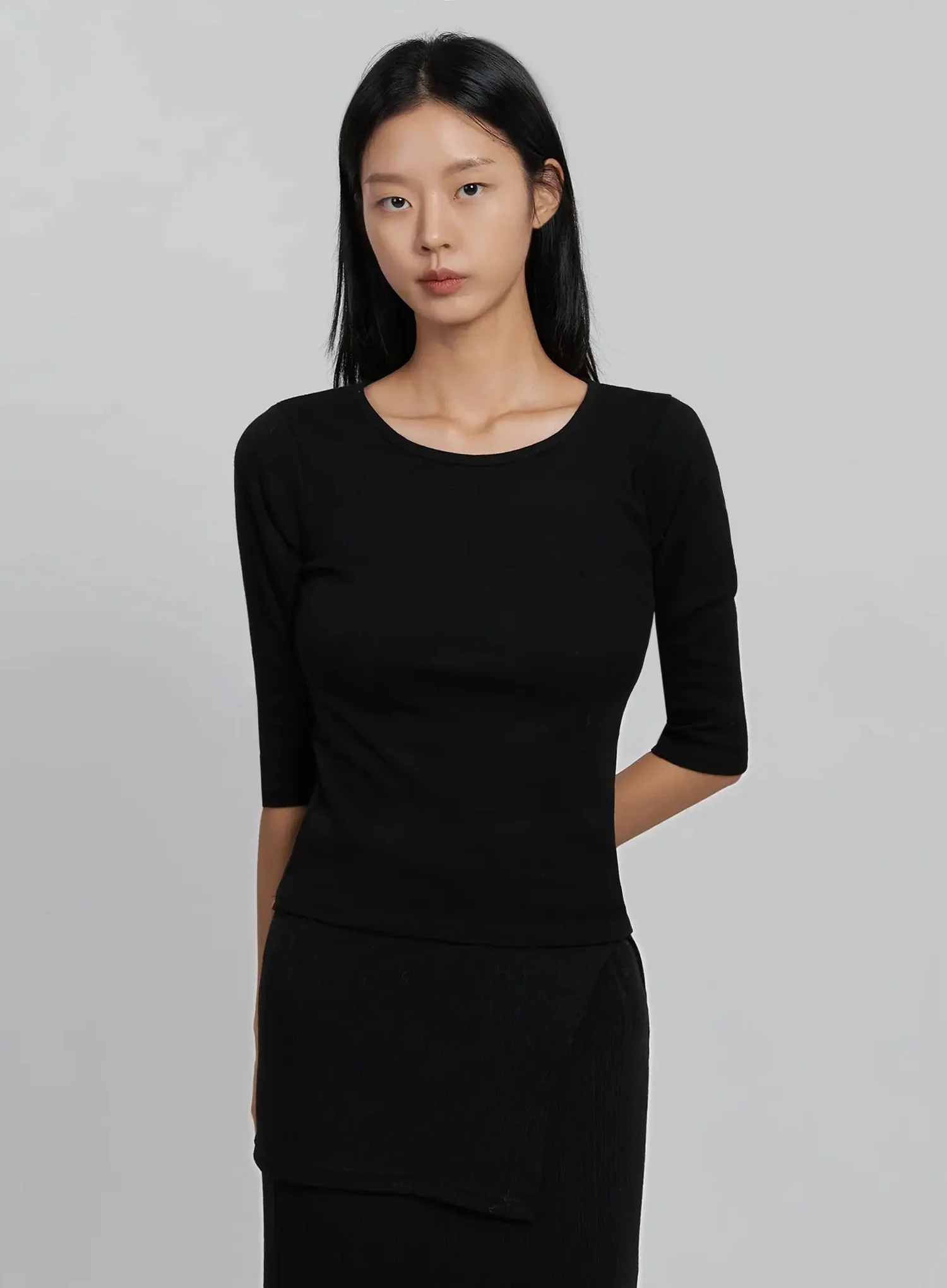 Quarter Sleeve Round Neck Top ID516 - Image 13