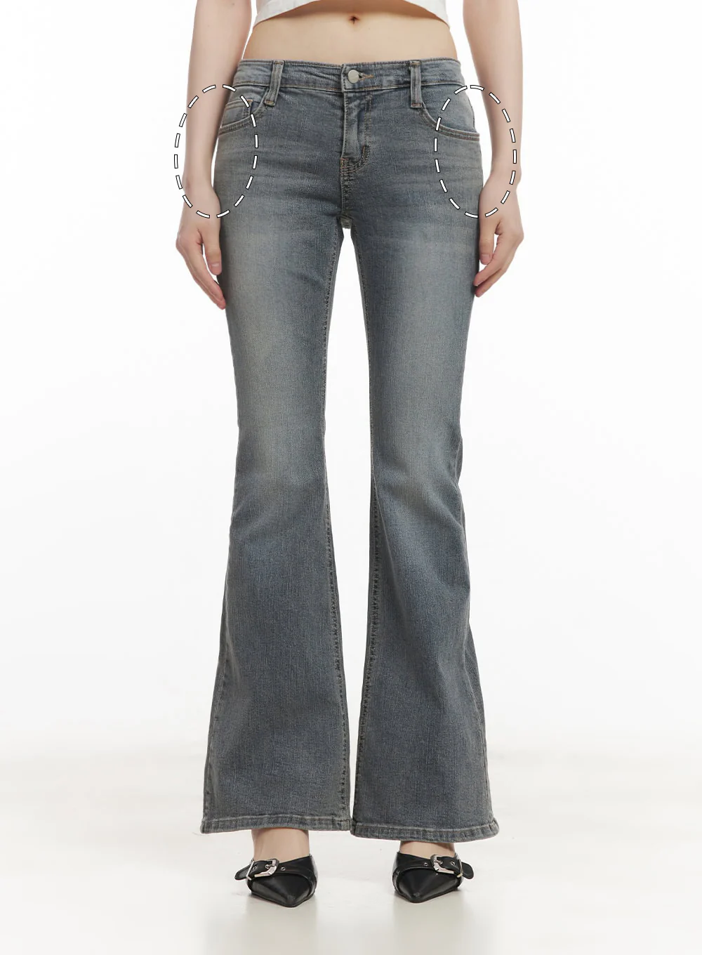 Rachel Washed Bootcut Jeans with Hip Pads CF518 - Image 10