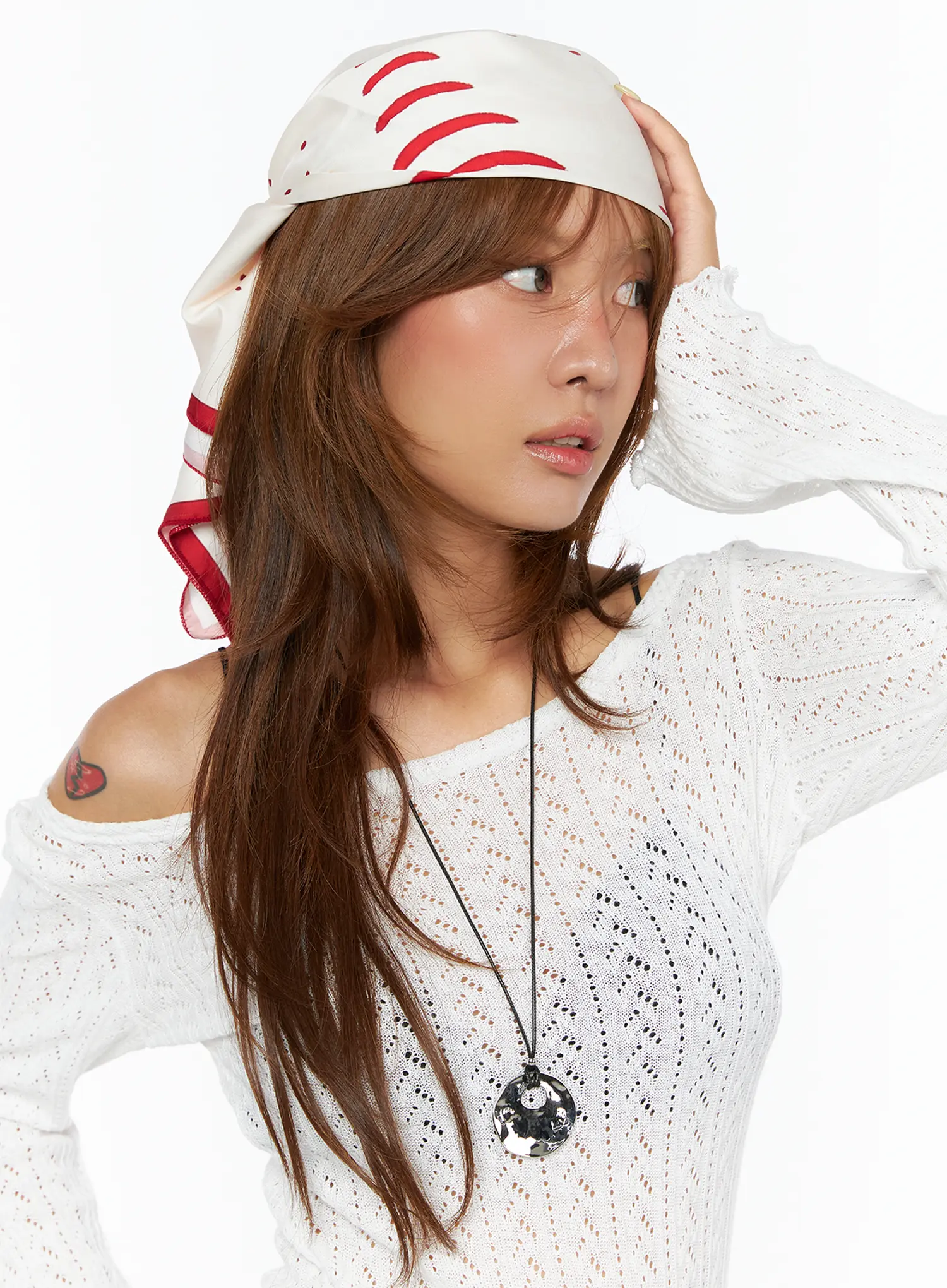 Red Swirl Print Scarf CU518 - Image 3