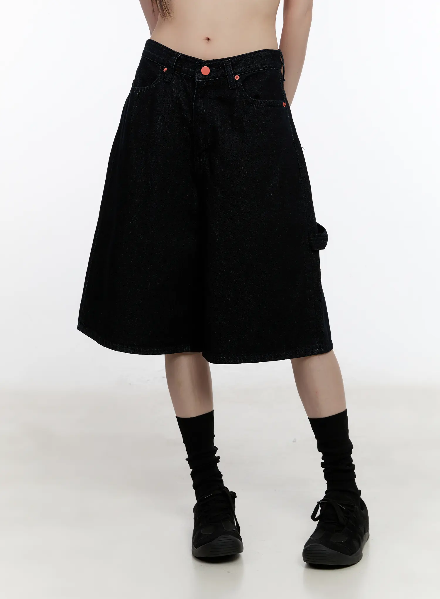 Red Text Graphic Embroidered Jorts CL504 - Image 11
