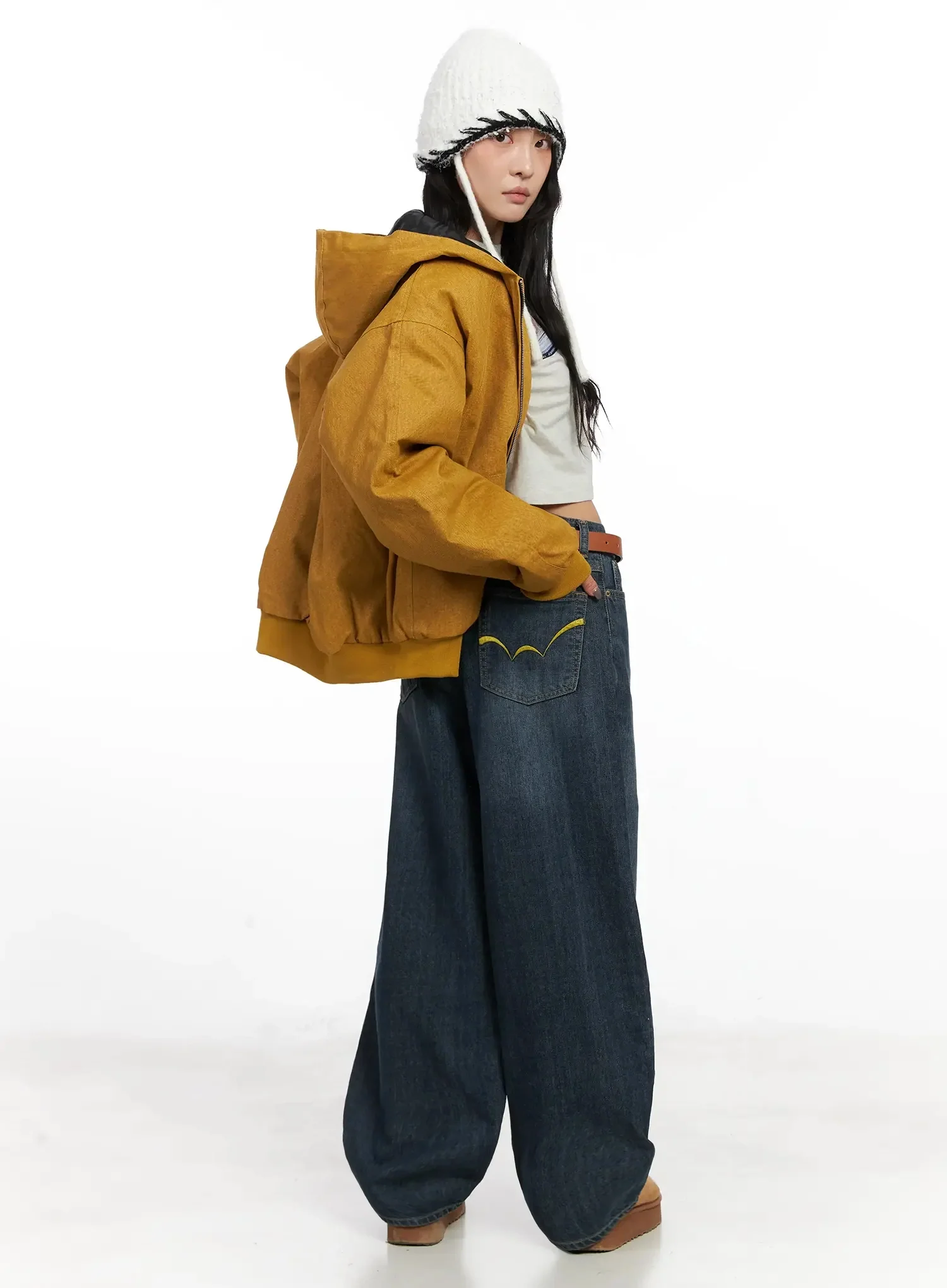 Regina Contrast Stitch Baggy Jeans IN528