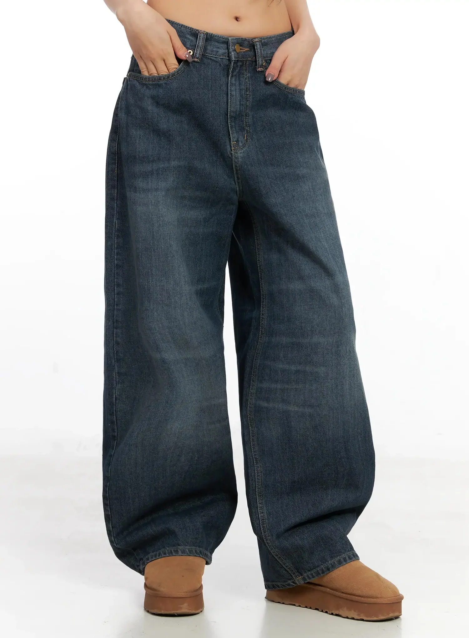Regina Contrast Stitch Baggy Jeans IN528 - Image 5