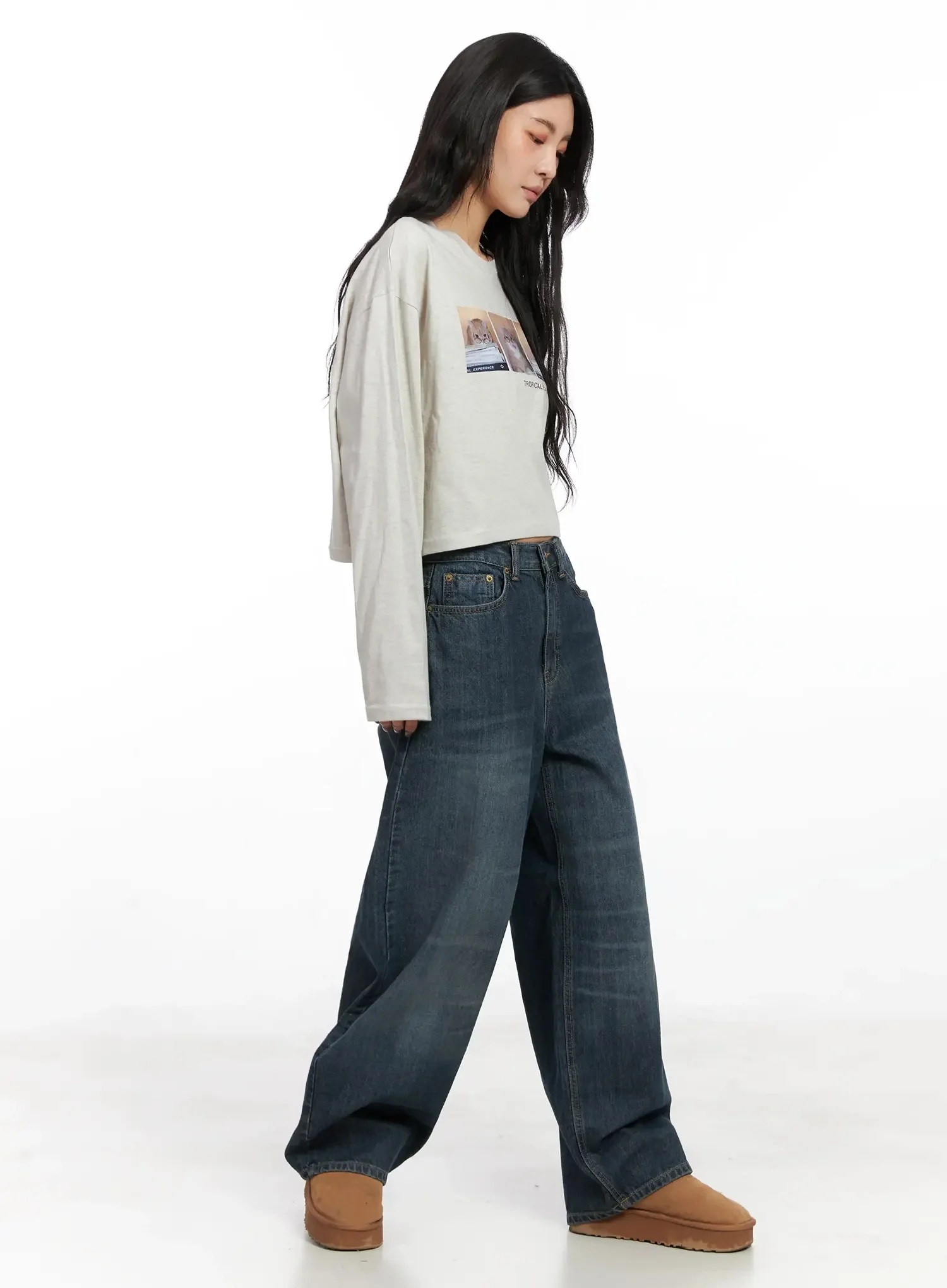 Regina Contrast Stitch Baggy Jeans IN528 - Image 7
