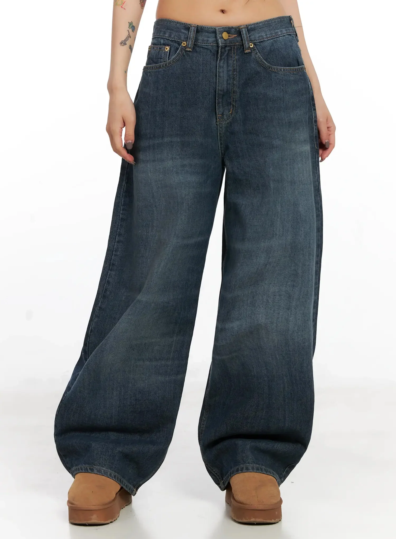 Regina Contrast Stitch Baggy Jeans IN528 - Image 9