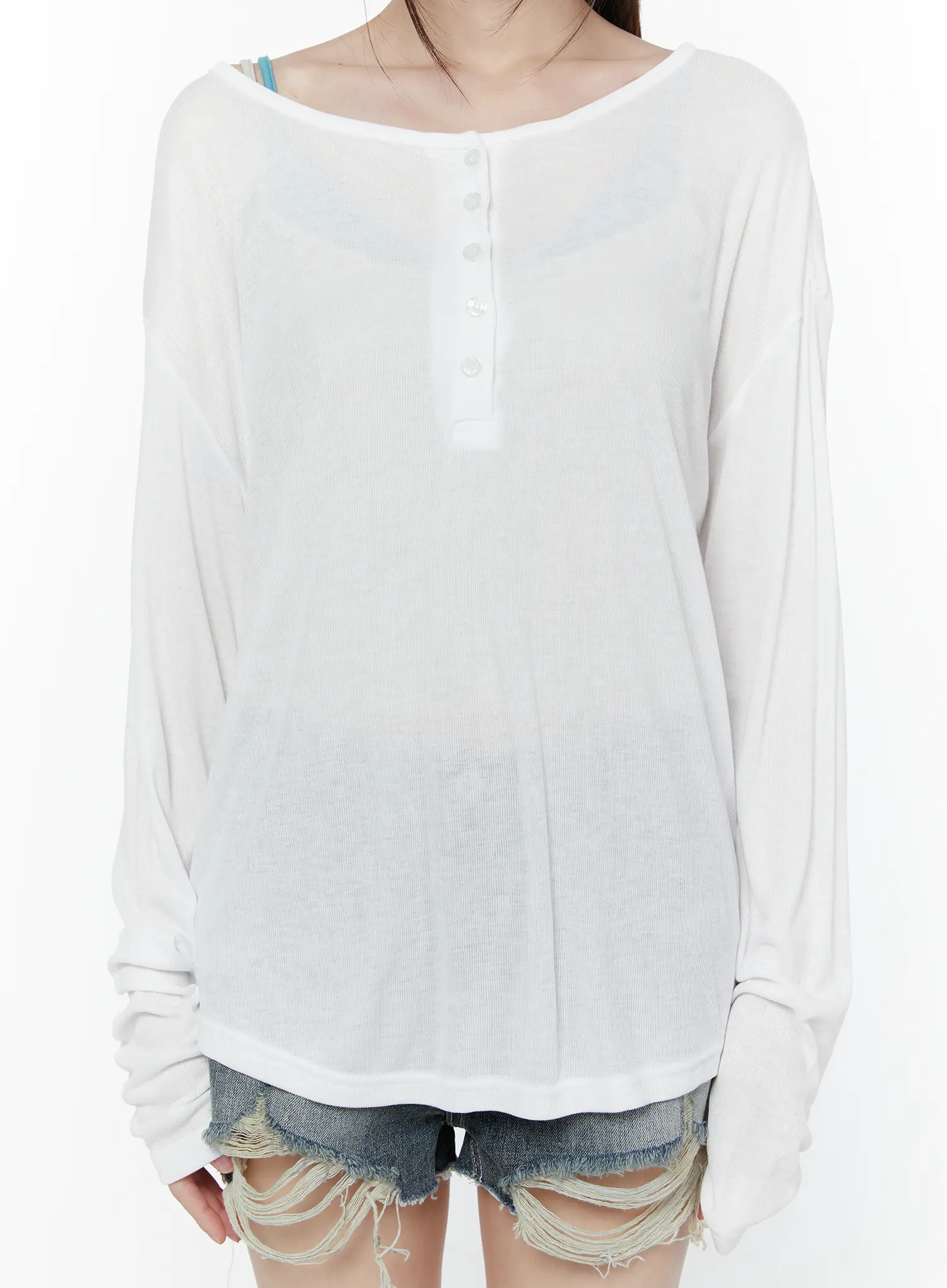 Relaxed Fit Ribbed Henley Tee CU508 - Image 4