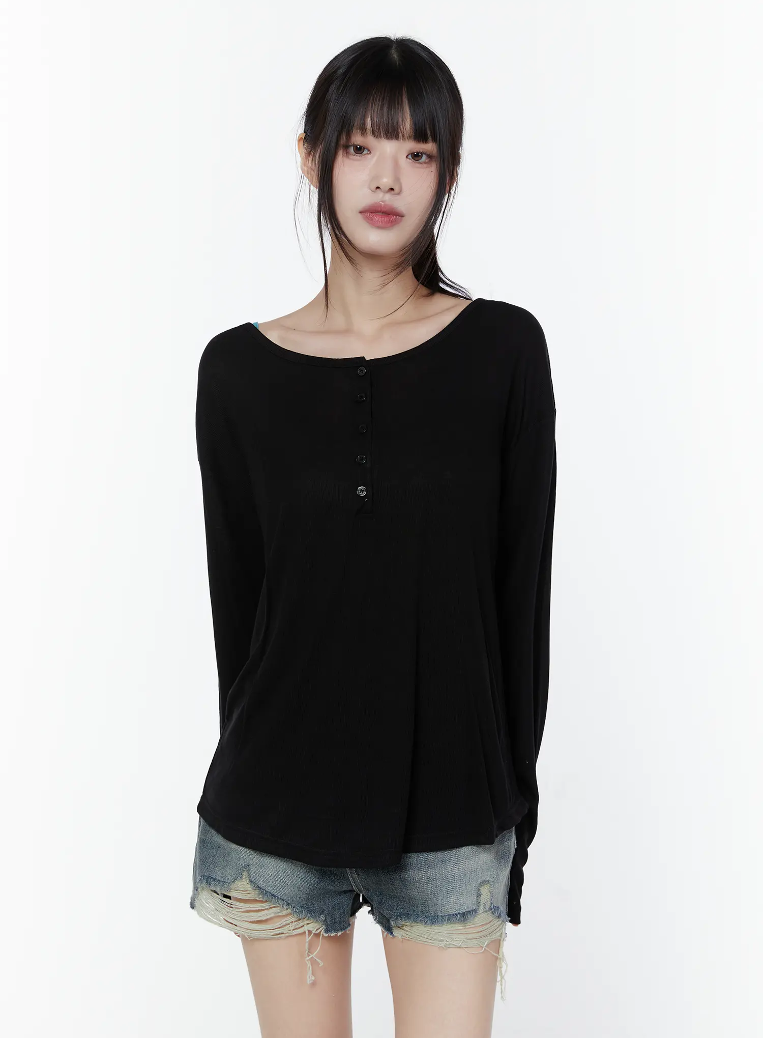 Relaxed Fit Ribbed Henley Tee CU508 - Image 6