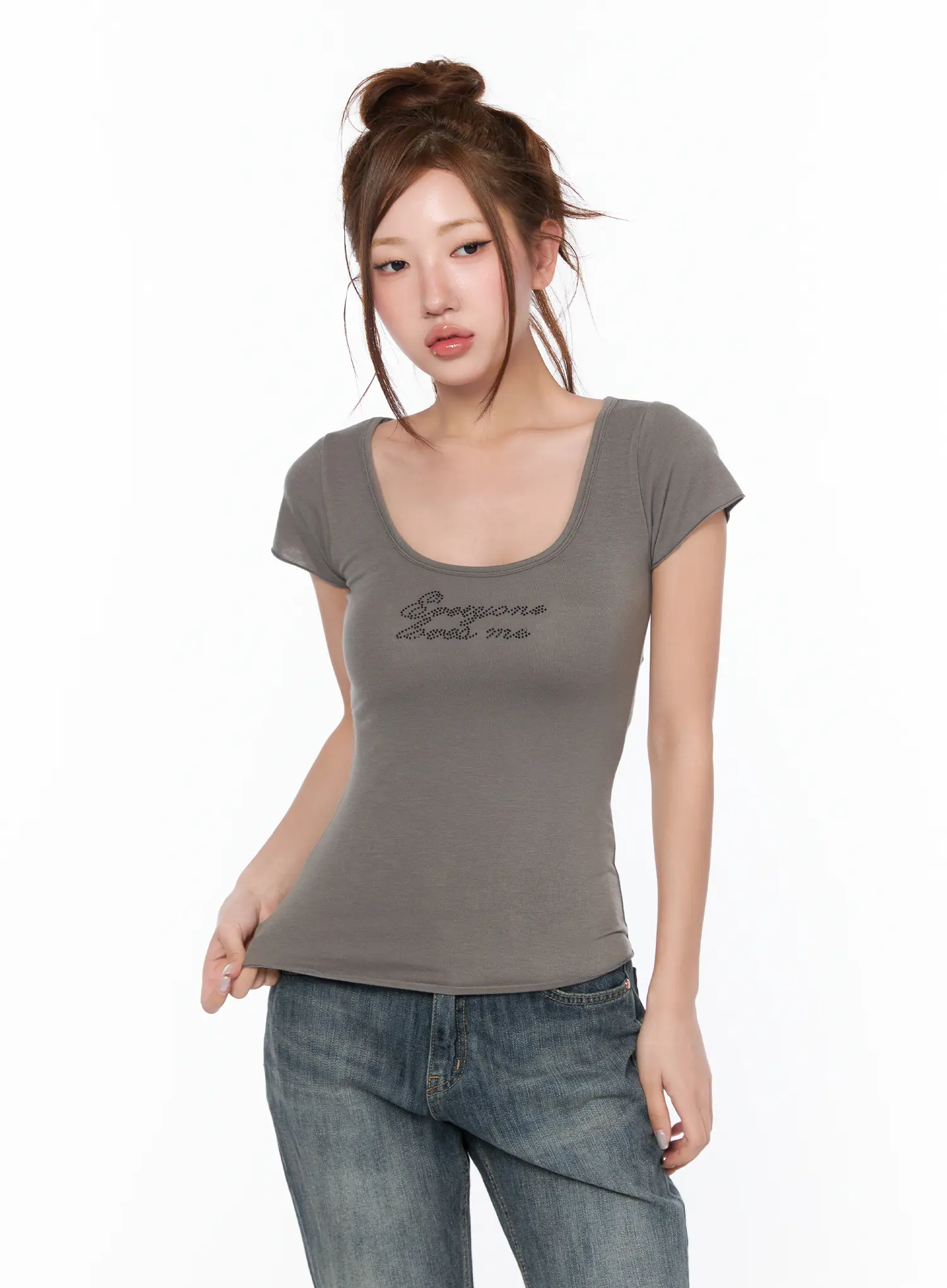 Rhinestone Accent Corset T-Shirt CA515 - Image 4