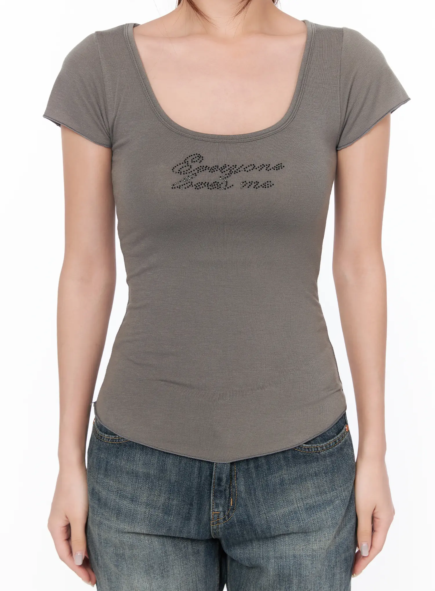 Rhinestone Accent Corset T-Shirt CA515 - Image 5