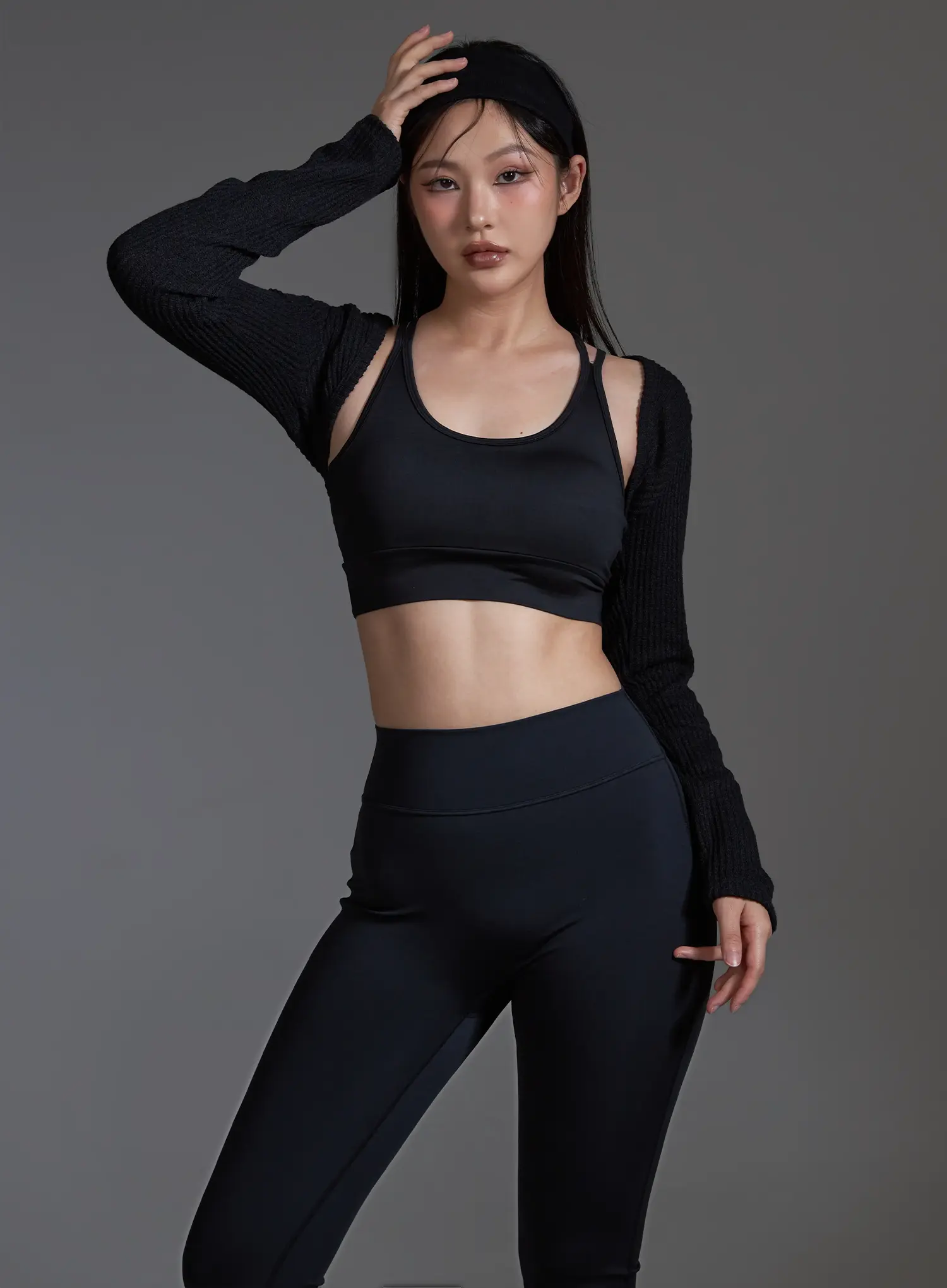 Ribbed Bolero Top (Black) IO517