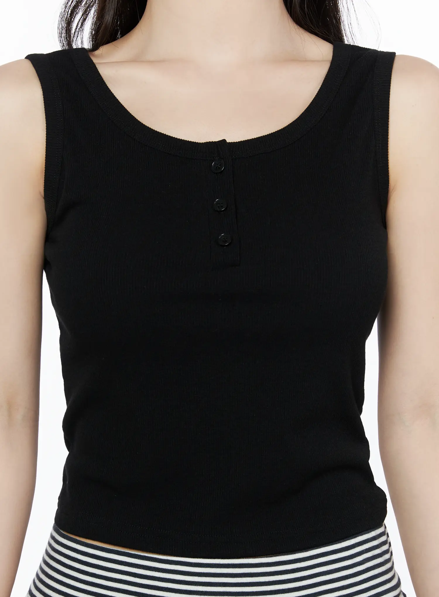 Ribbed Button Tank Top IU525 - Image 4