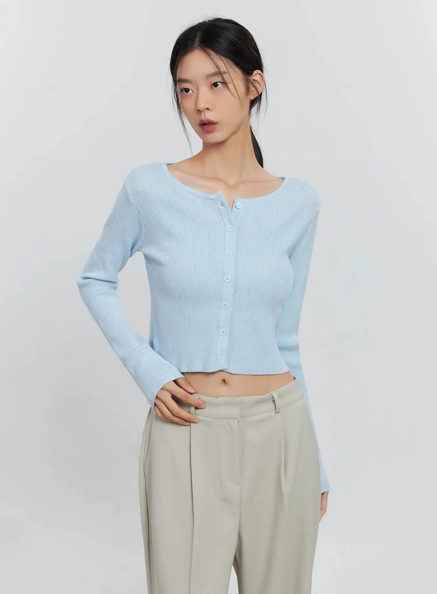 Ribbed Button-Up Cardigan IS516 - Image 13