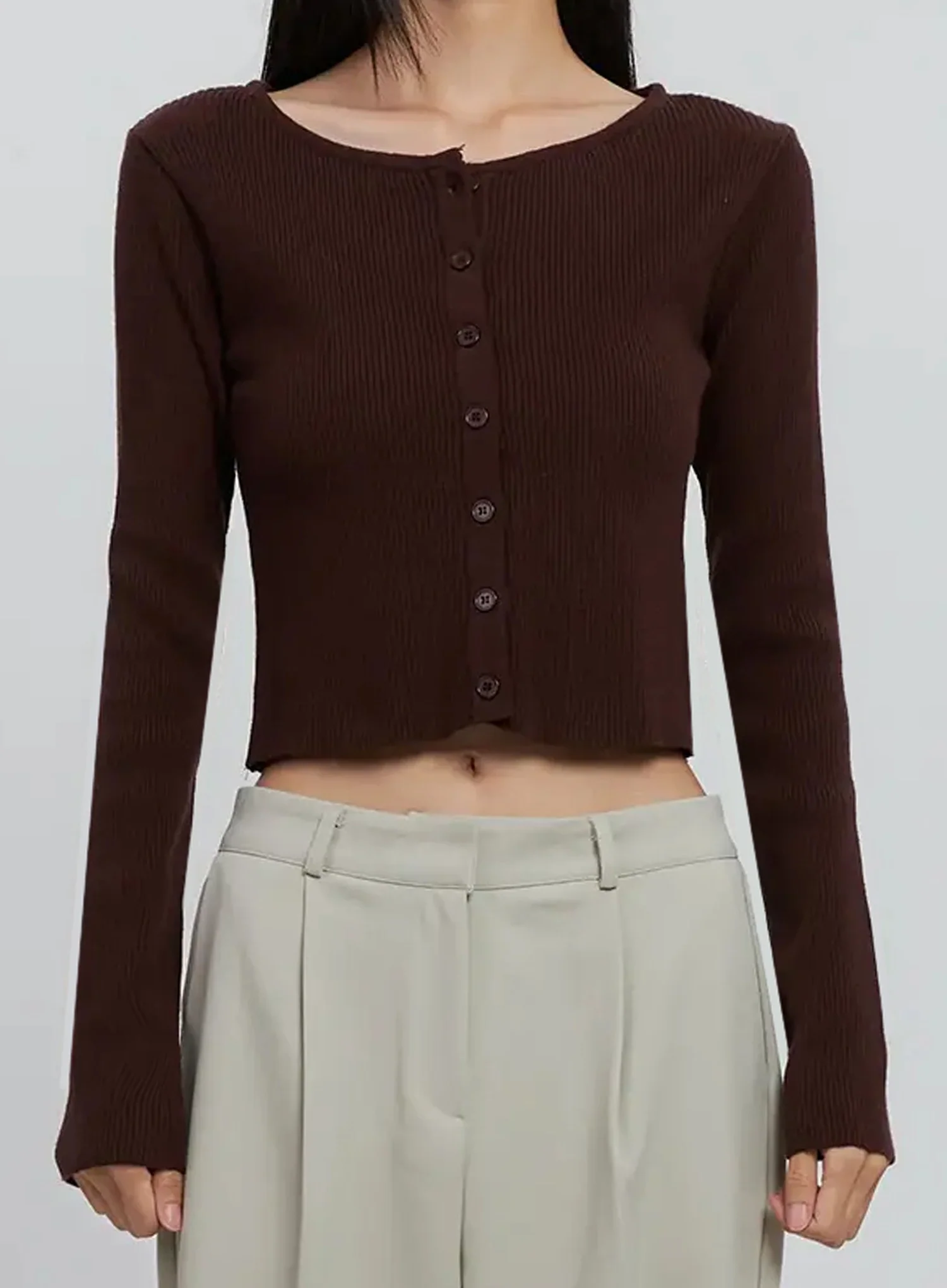 Ribbed Button-Up Cardigan IS516 - Image 5
