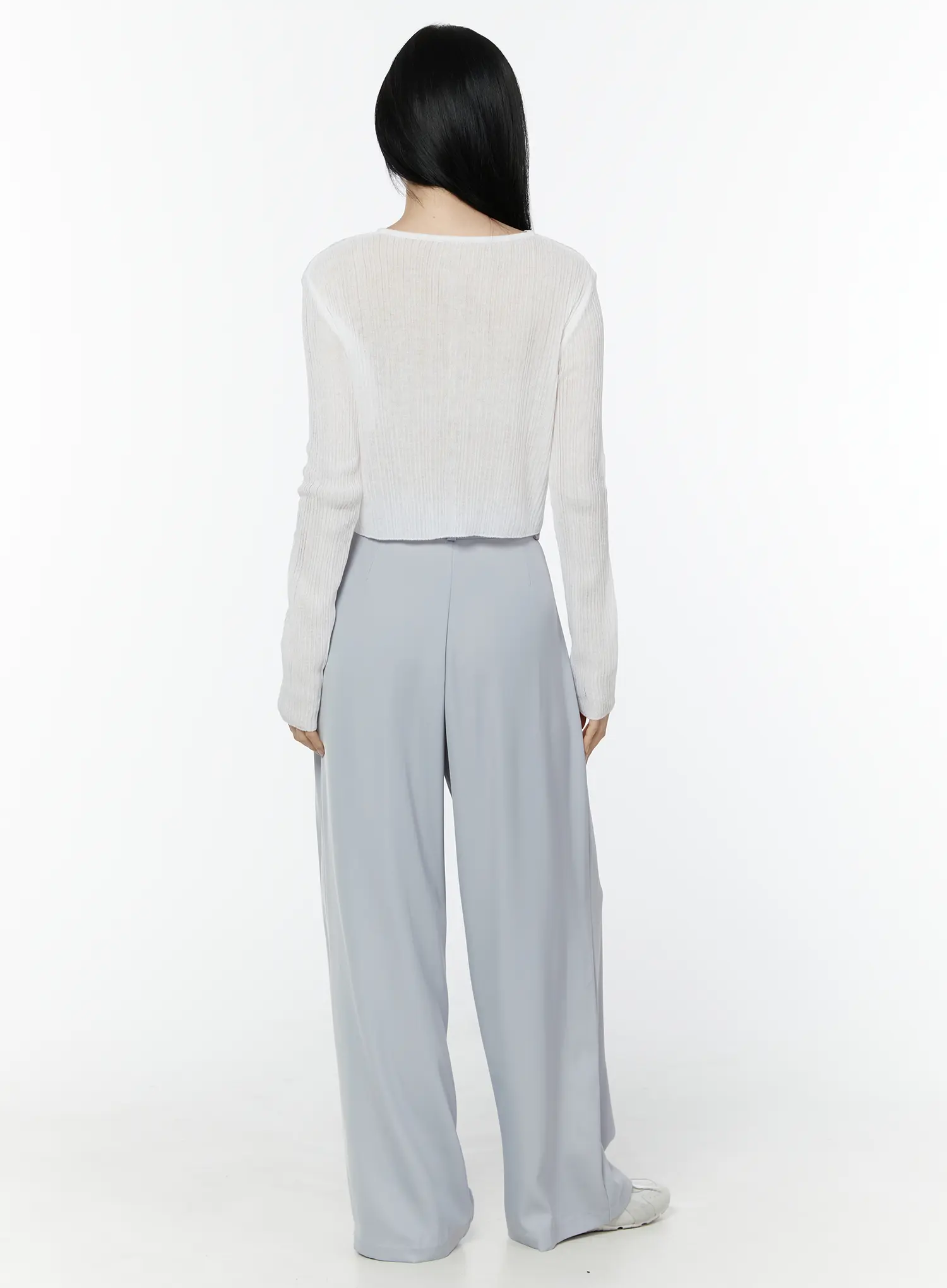 Ribbed Crop Round Neck Cardigan IU503 - Image 9