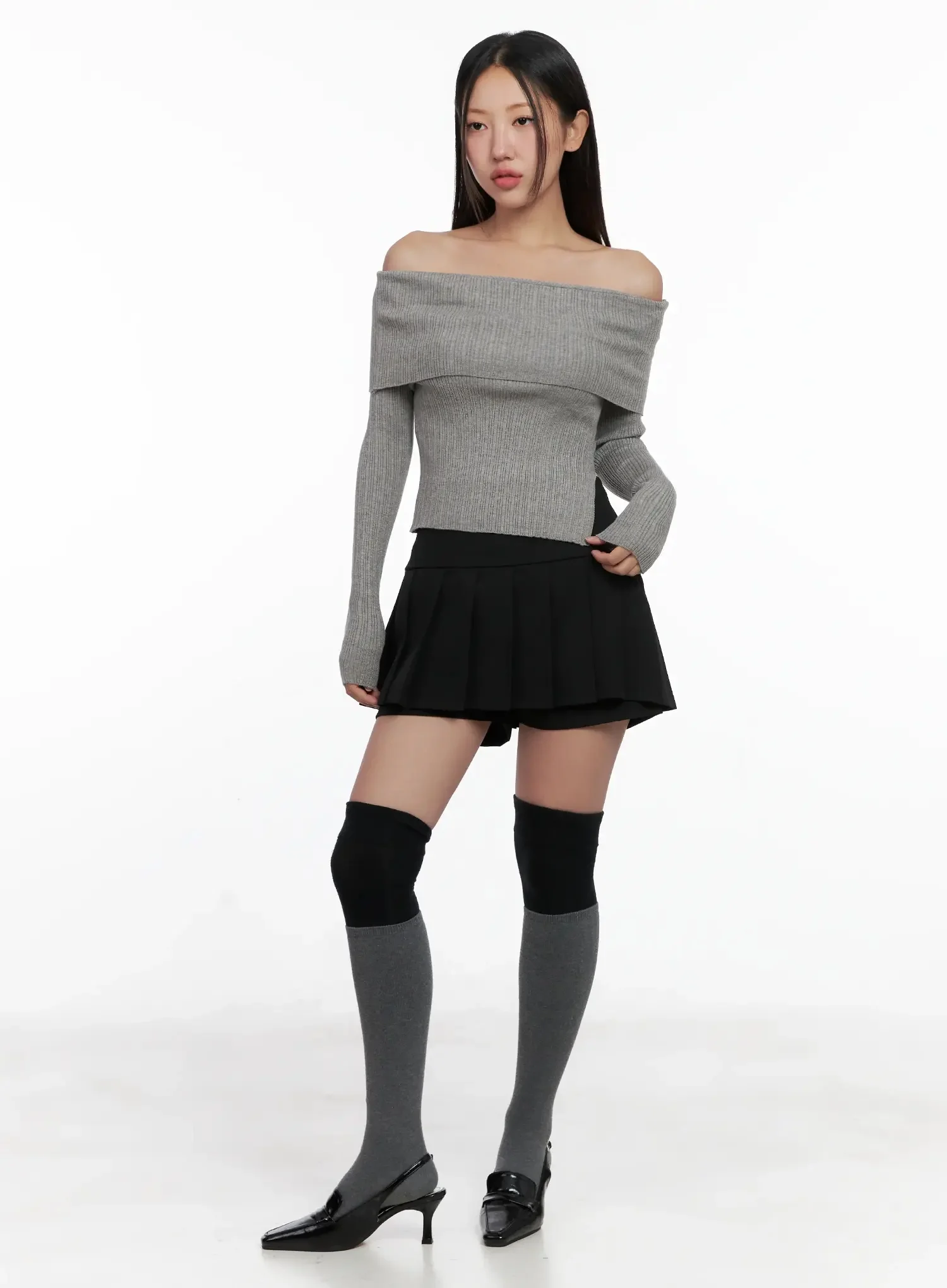 Ribbed Folded Off-Shoulder Top IG527 - Image 7