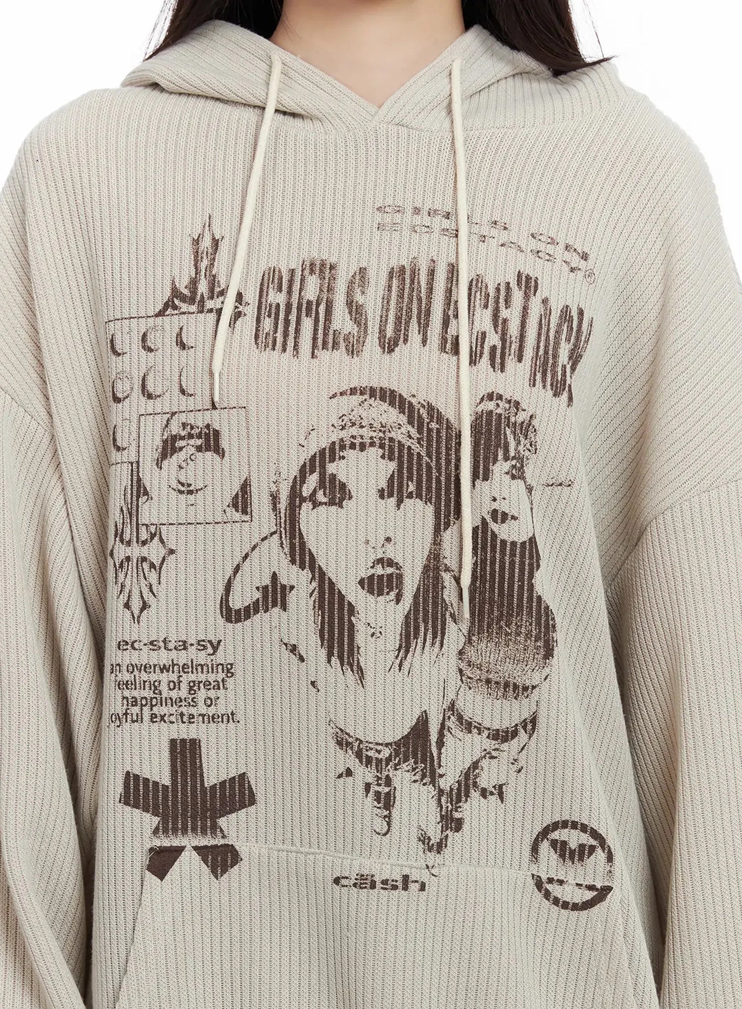 Ribbed Graphic Knit Hoodie IM502 - Image 4