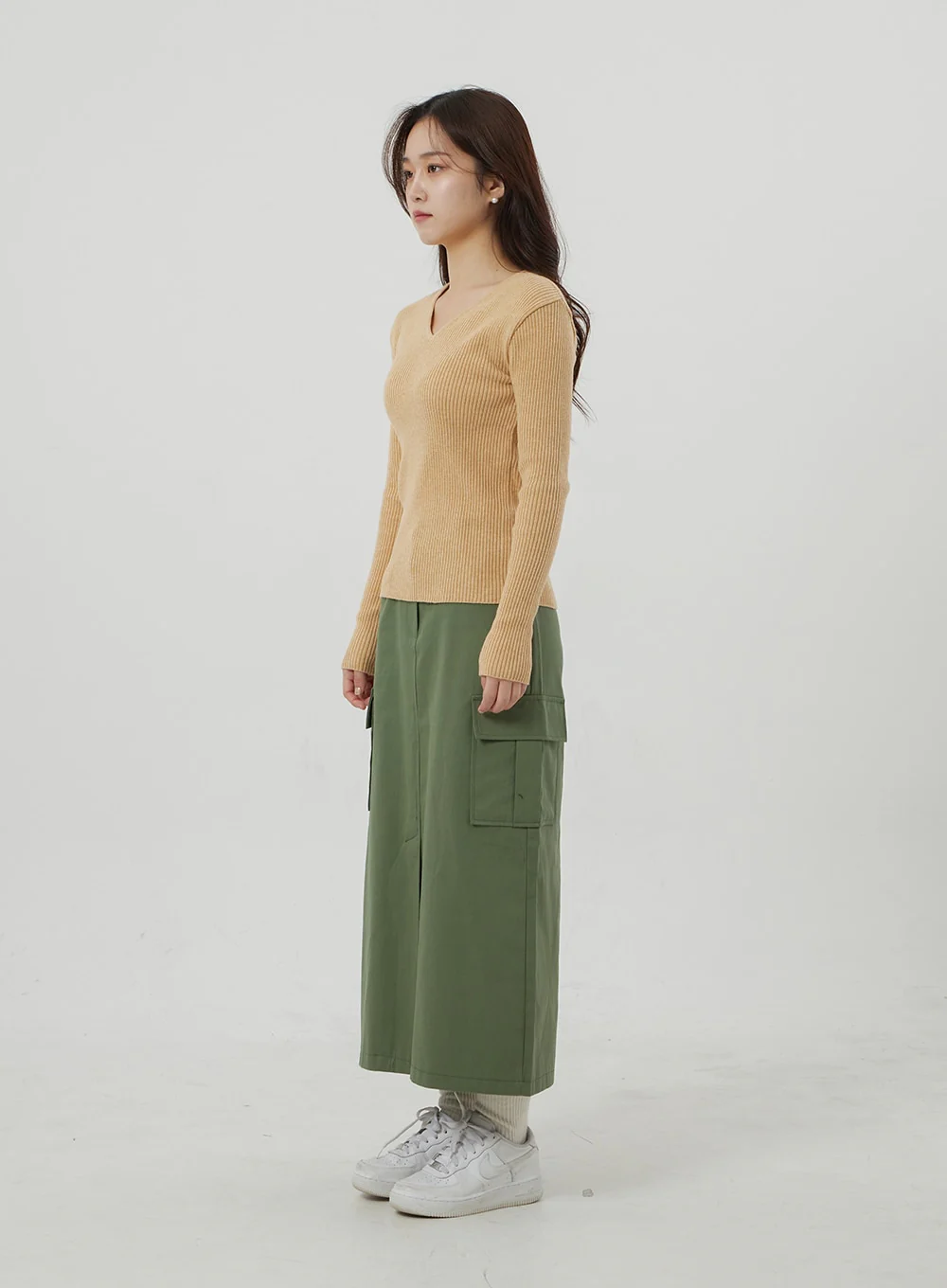 Ribbed Knit V-Neck Top OJ325 - Image 11