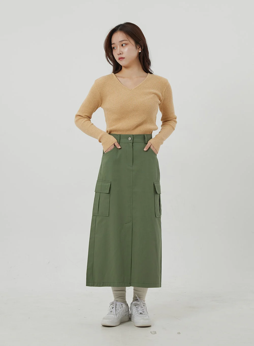 Ribbed Knit V-Neck Top OJ325 - Image 3
