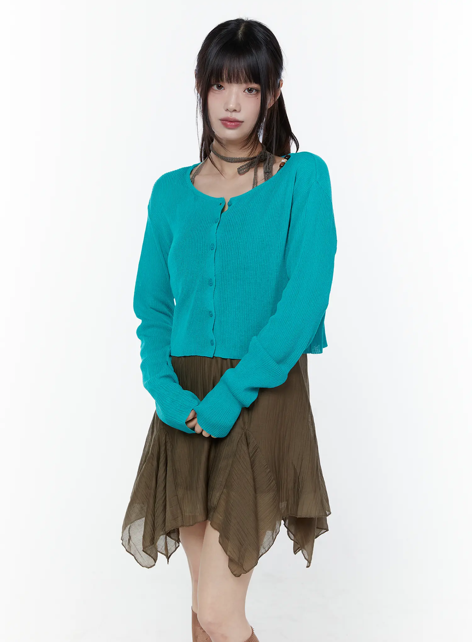 Ribbed Long Sleeve Cardigan CU508 - Image 2