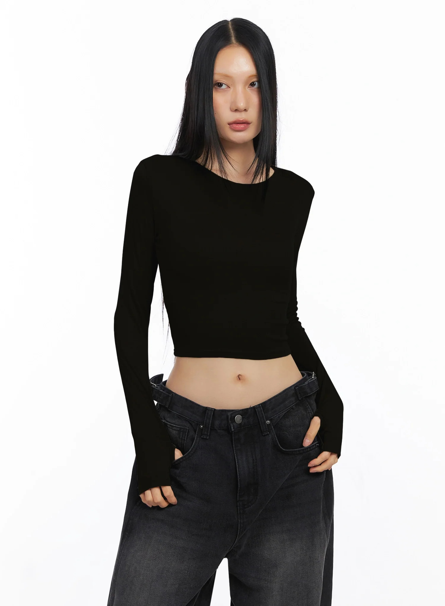 Ribbed Long Sleeve Crop Top IO517 - Image 16
