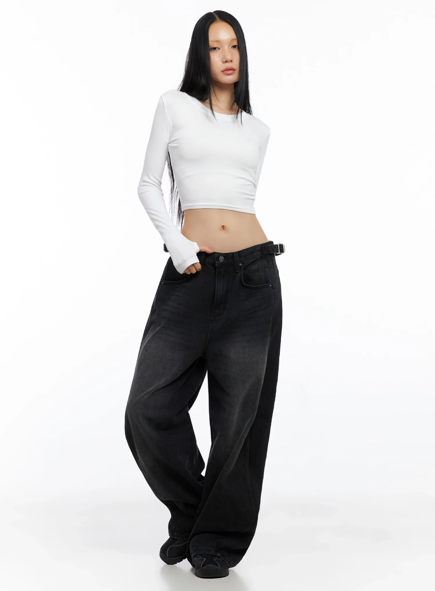 Ribbed Long Sleeve Crop Top IO517 - Image 9