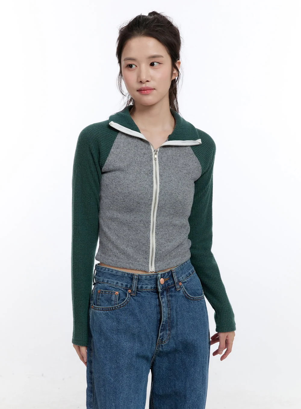 Ribbed Raglan Zip-Up ON418 - Image 9