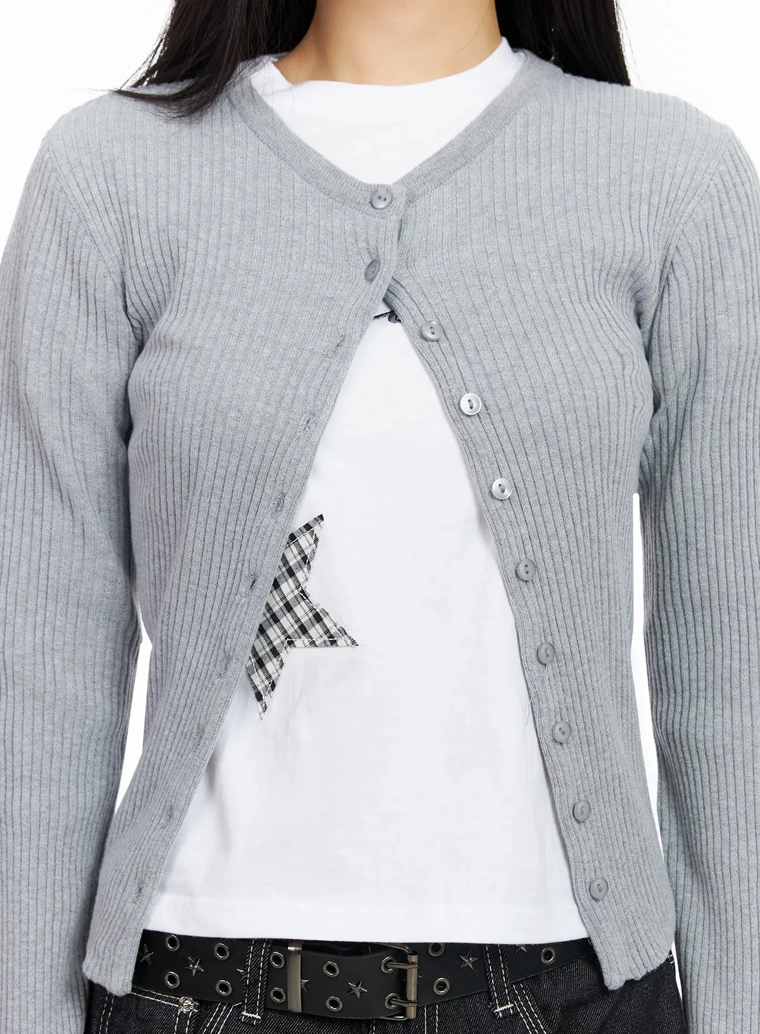 Ribbed Round Neck Cardigan CA513 - Image 4
