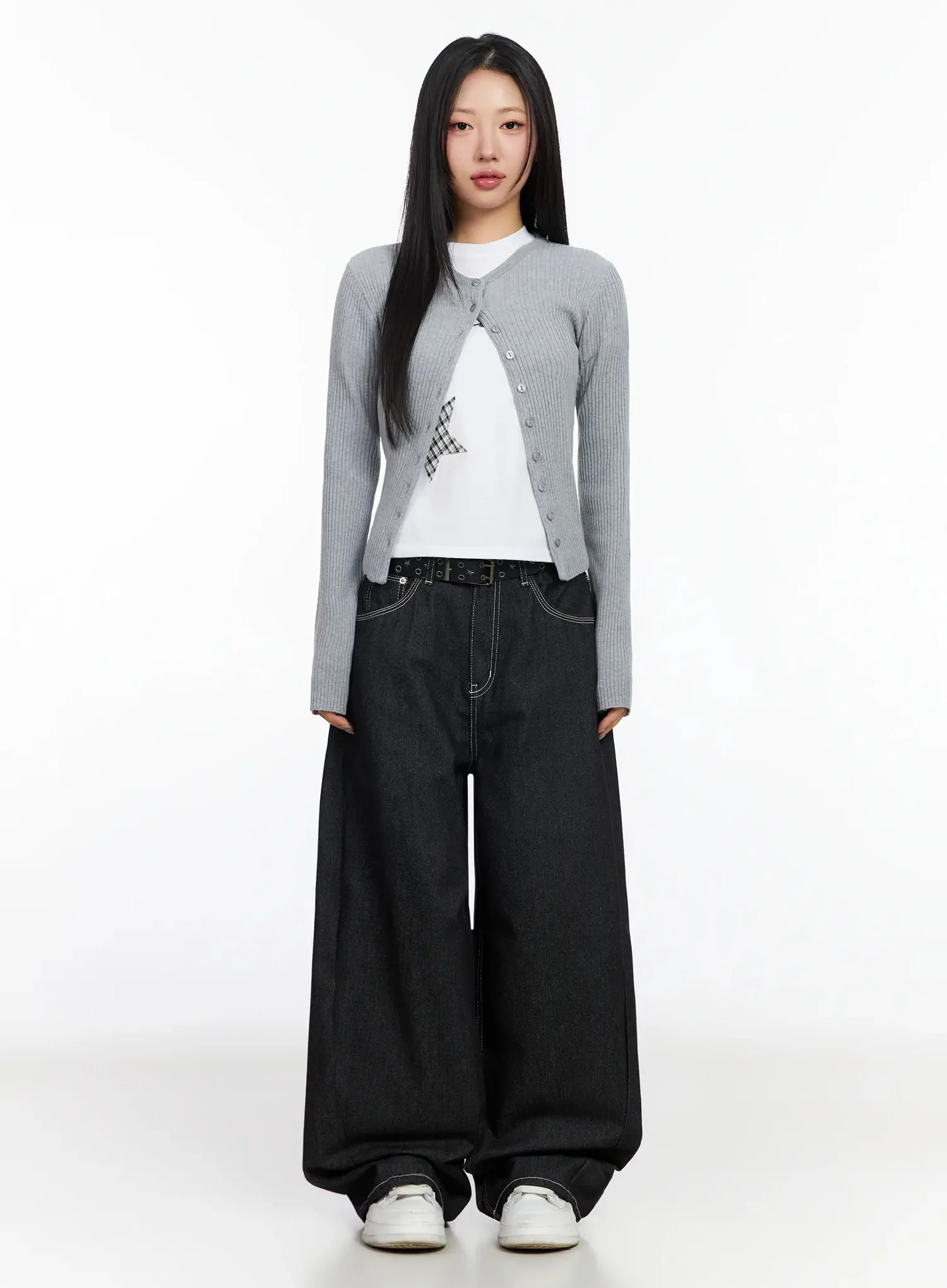 Ribbed Round Neck Cardigan CA513 - Image 9
