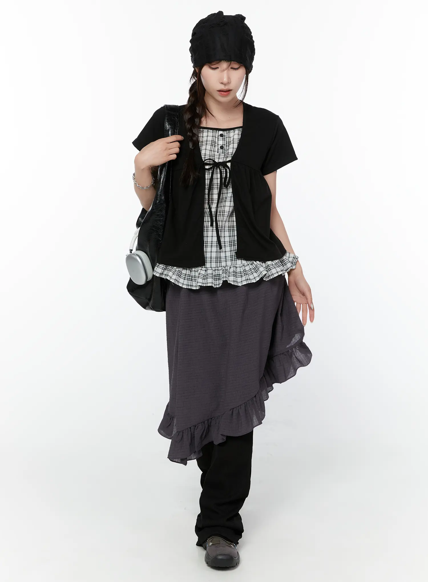 Ribbed Shirring Bootcut Pants CY515 - Image 3