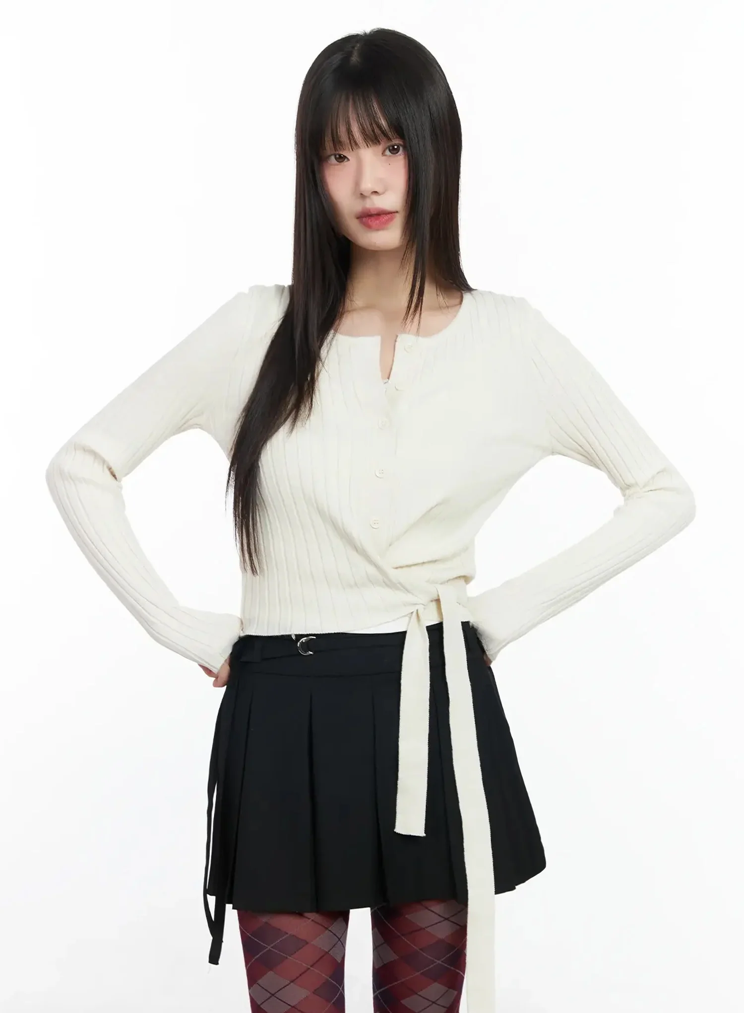 Ribbed Wrap Knit Cardigan IM523 - Image 12