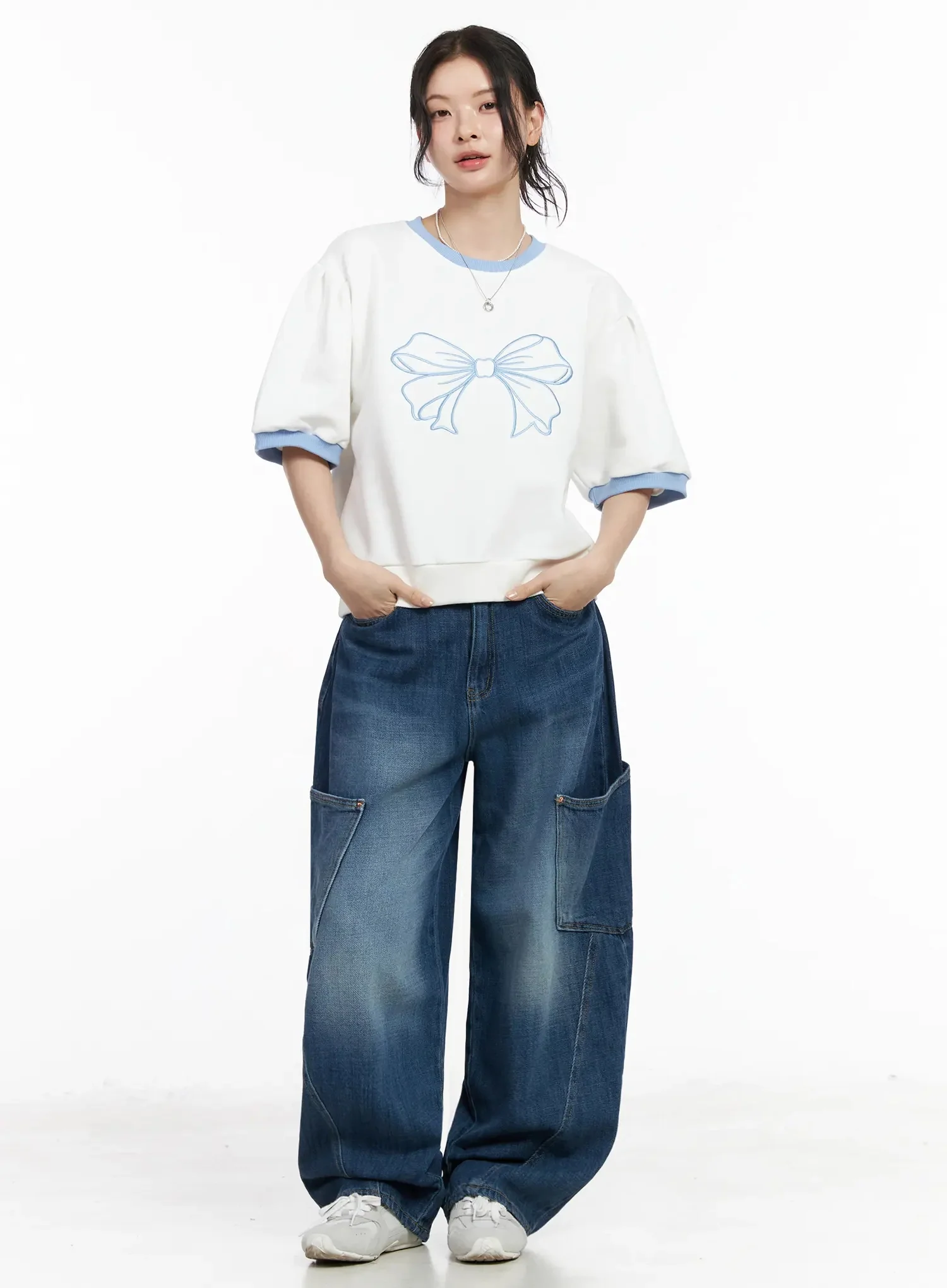 Ribbon Embroidered Short Sleeve Top IY511 - Image 3