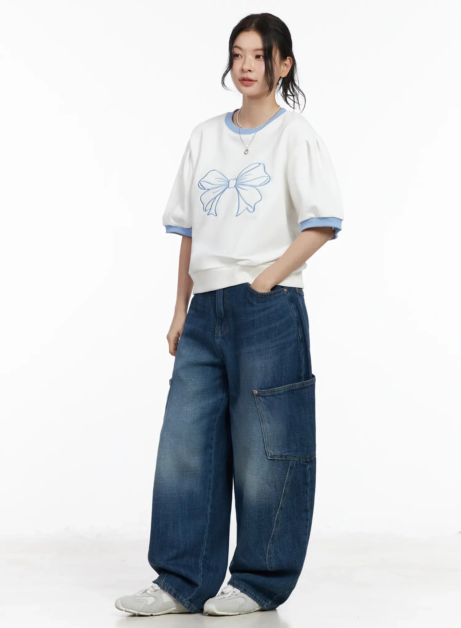 Ribbon Embroidered Short Sleeve Top IY511 - Image 4