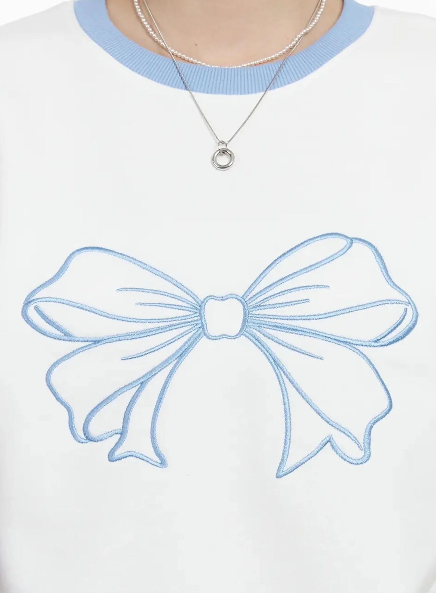 Ribbon Embroidered Short Sleeve Top IY511 - Image 5