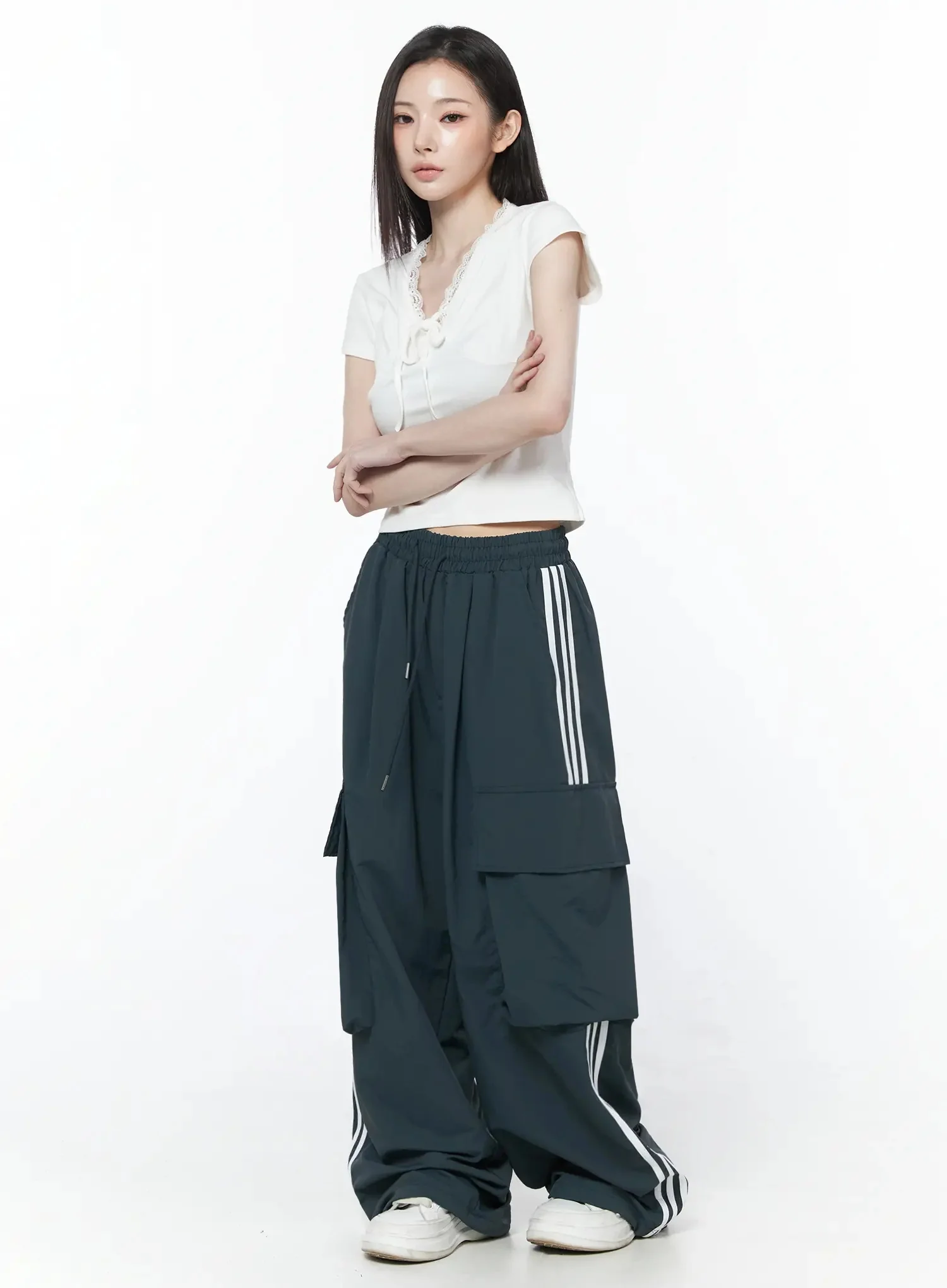 Ribbon Lace Short Sleeve Tee IU512 - Image 11