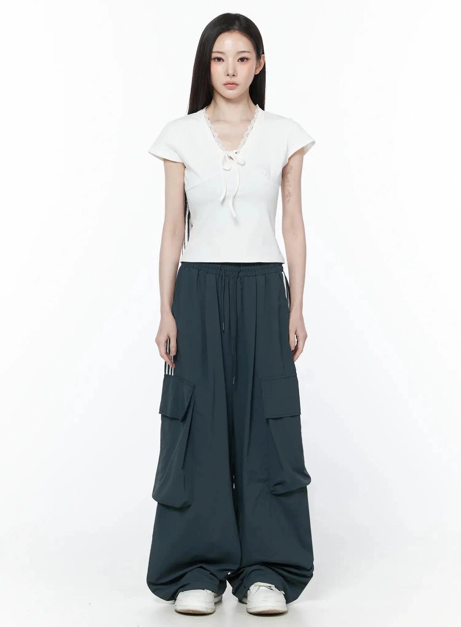 Ribbon Lace Short Sleeve Tee IU512 - Image 3