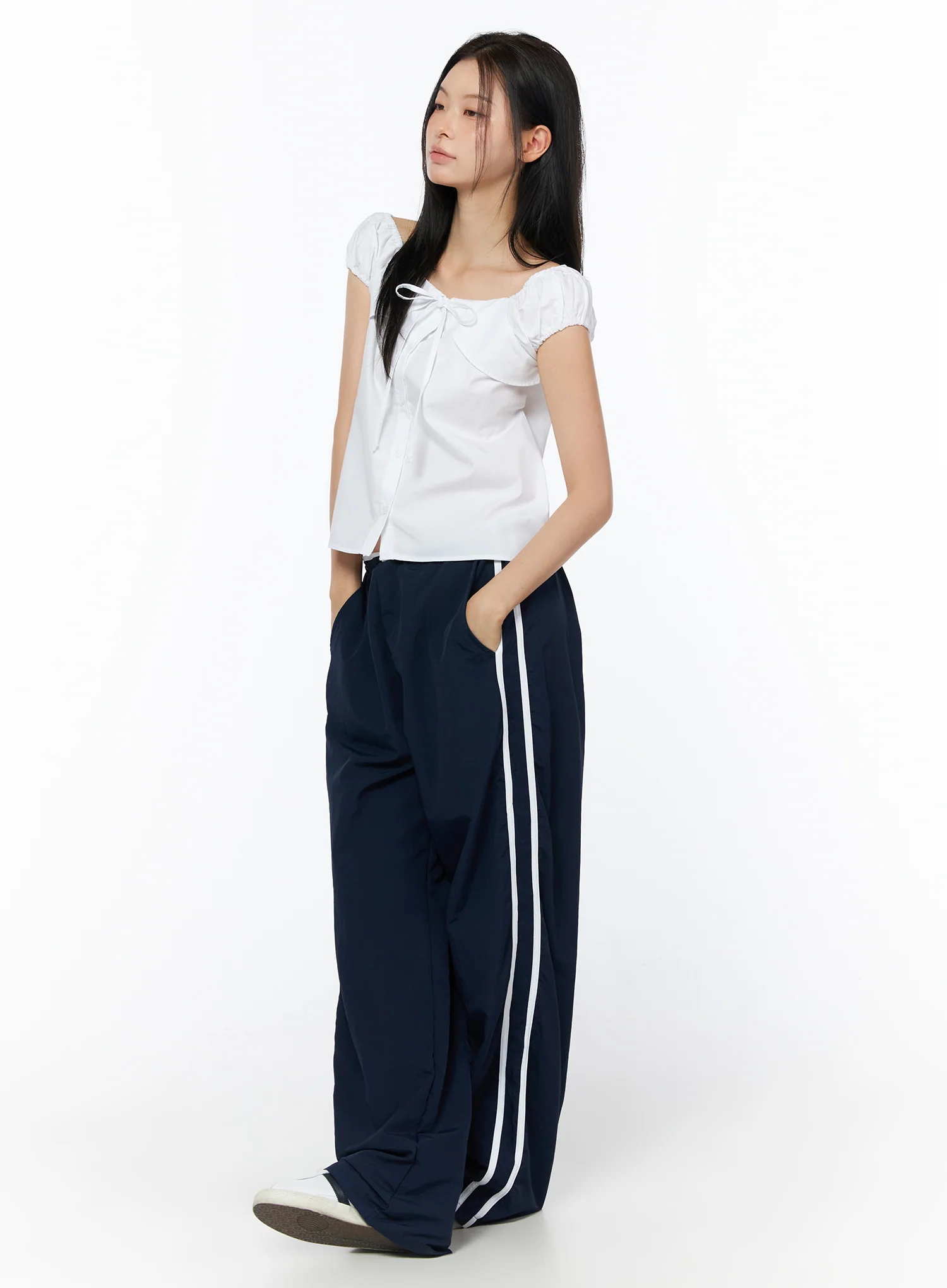Ribbon Puff Sleeve Blouse IU516 - Image 8