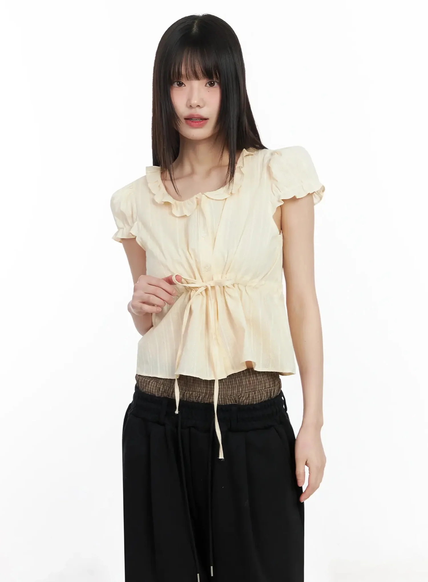 Ribbon Short Sleeve Blouse IM530 - Image 3