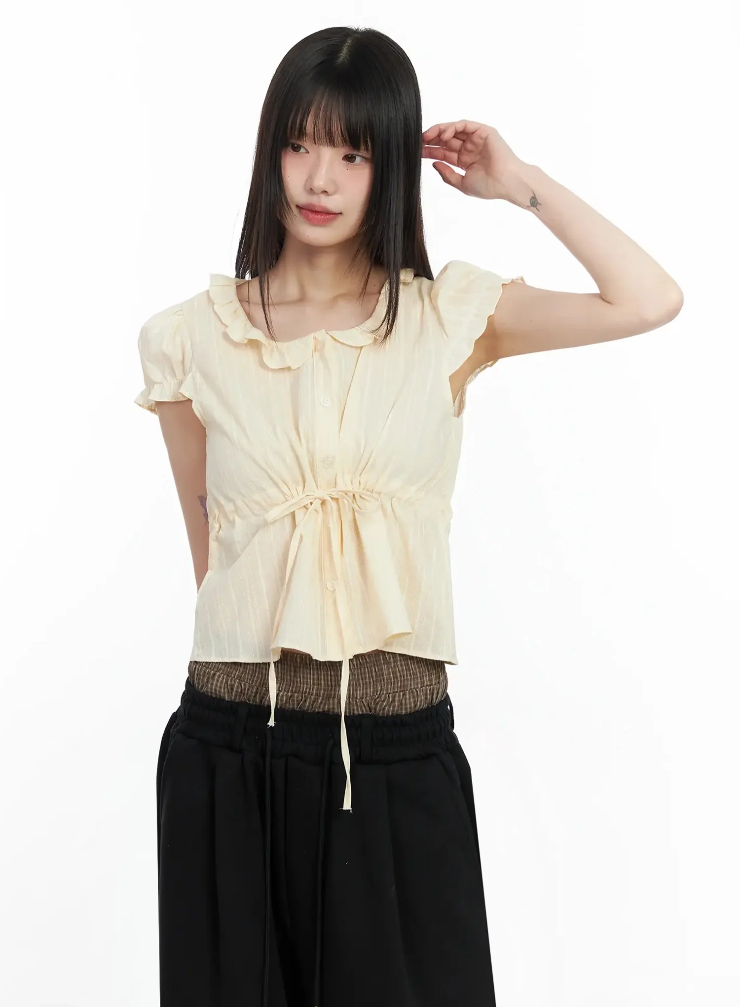 Ribbon Short Sleeve Blouse IM530 - Image 7