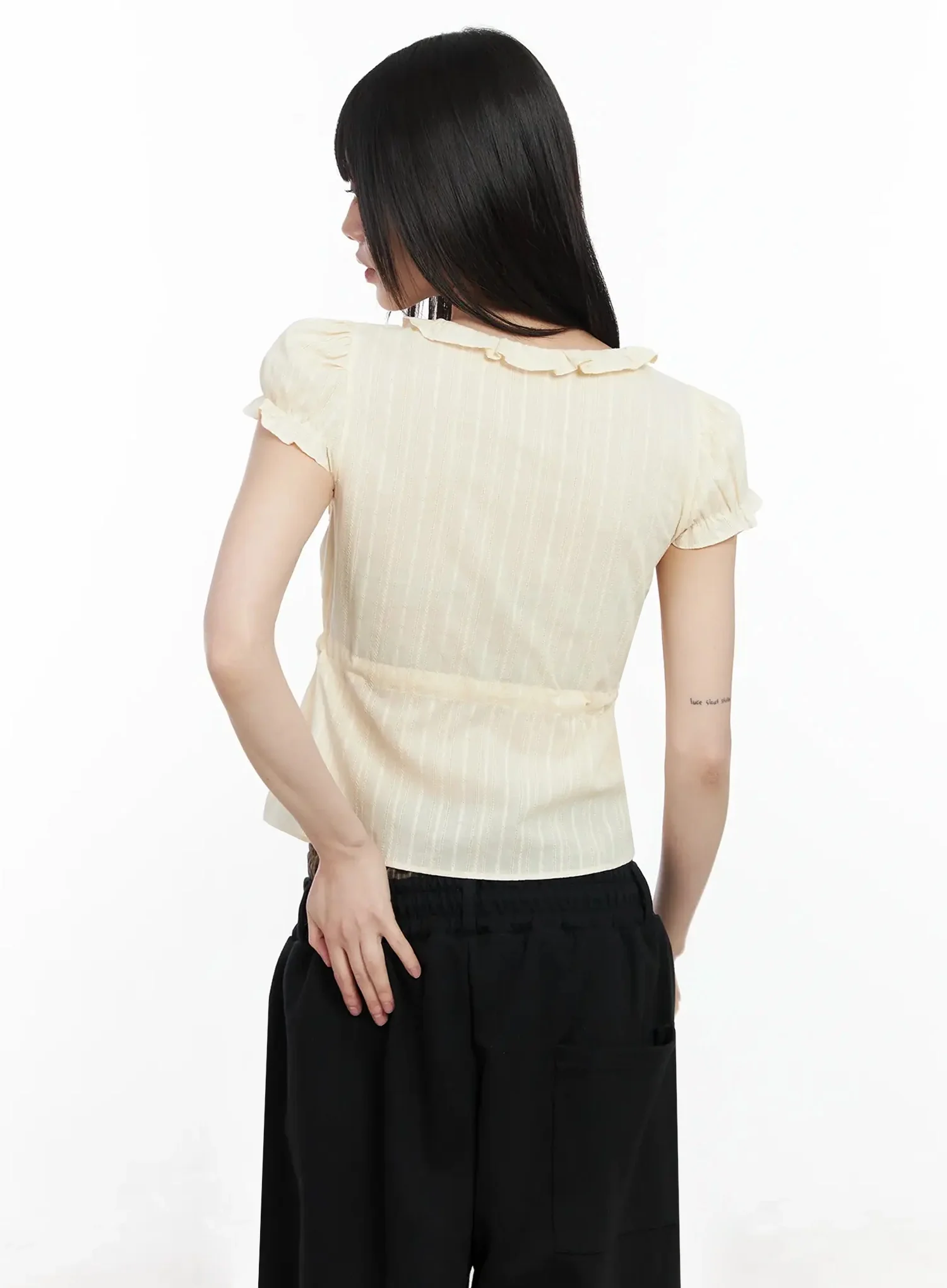 Ribbon Short Sleeve Blouse IM530 - Image 9
