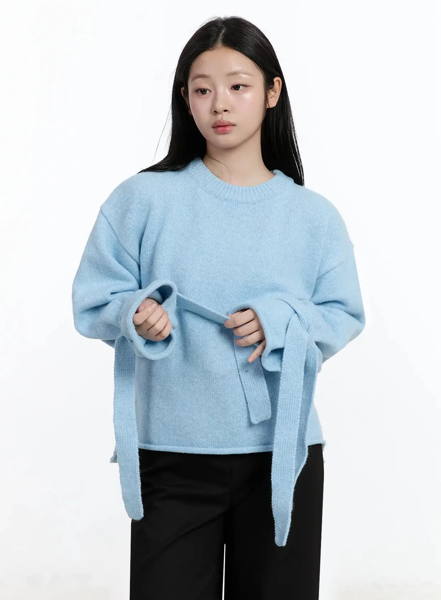 Ribbon Sleeve Knit Sweater IM513 - Image 2