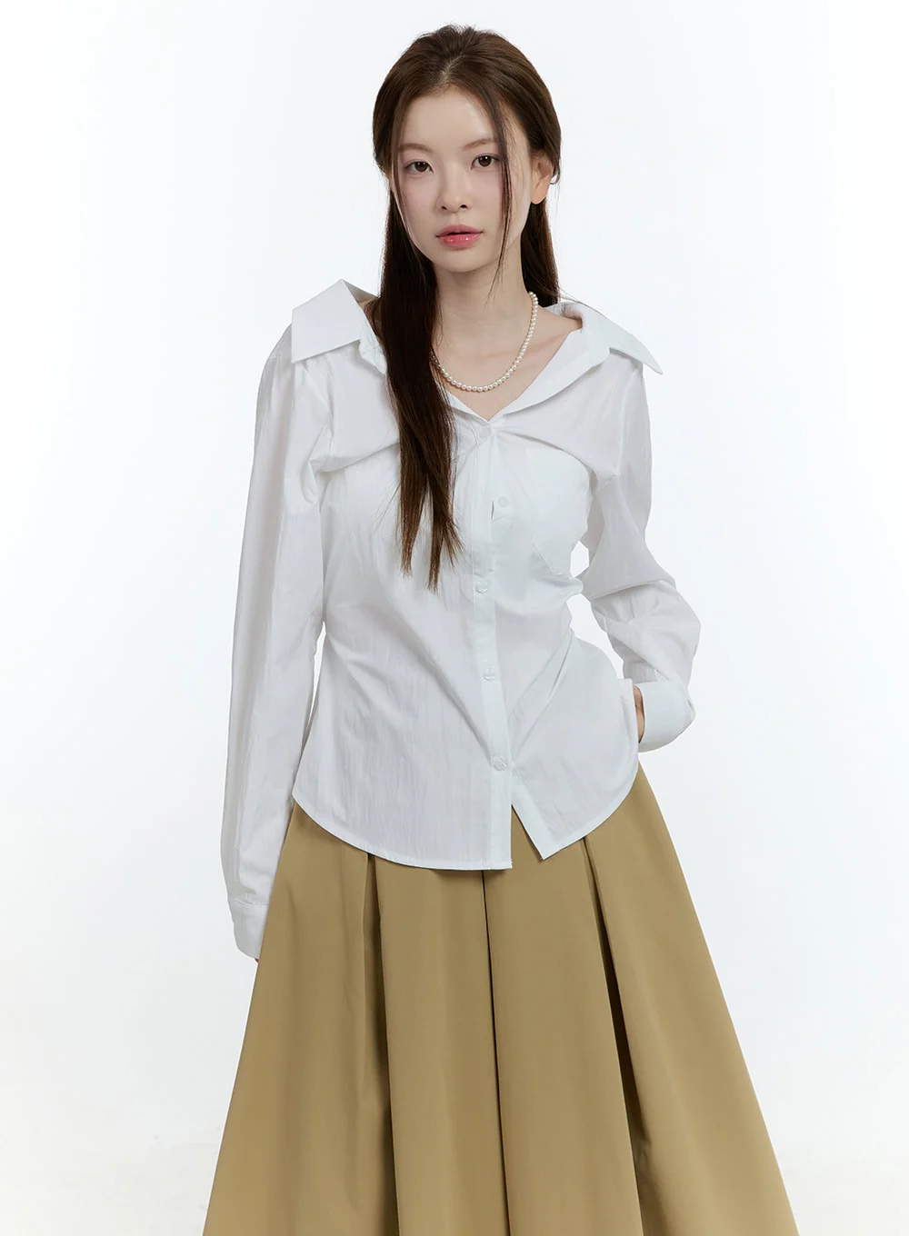 Ribbon-Tie Collared Button-Up CF503 - Image 11