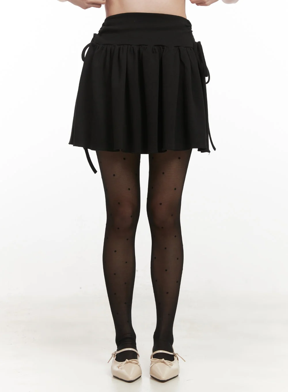 Ribbon-Tie Shirred Mini Skirt IF505 - Image 3