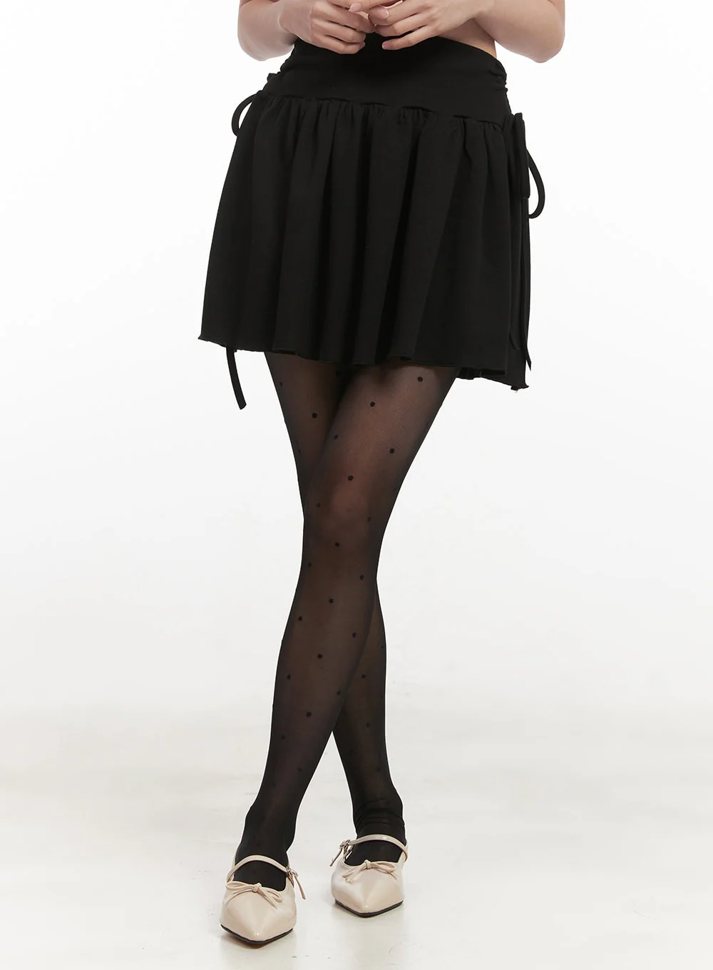 Ribbon-Tie Shirred Mini Skirt IF505 - Image 6