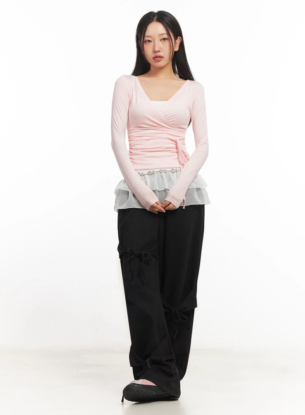 Ribbon Wide-Leg Sweatpants IA524 - Image 3